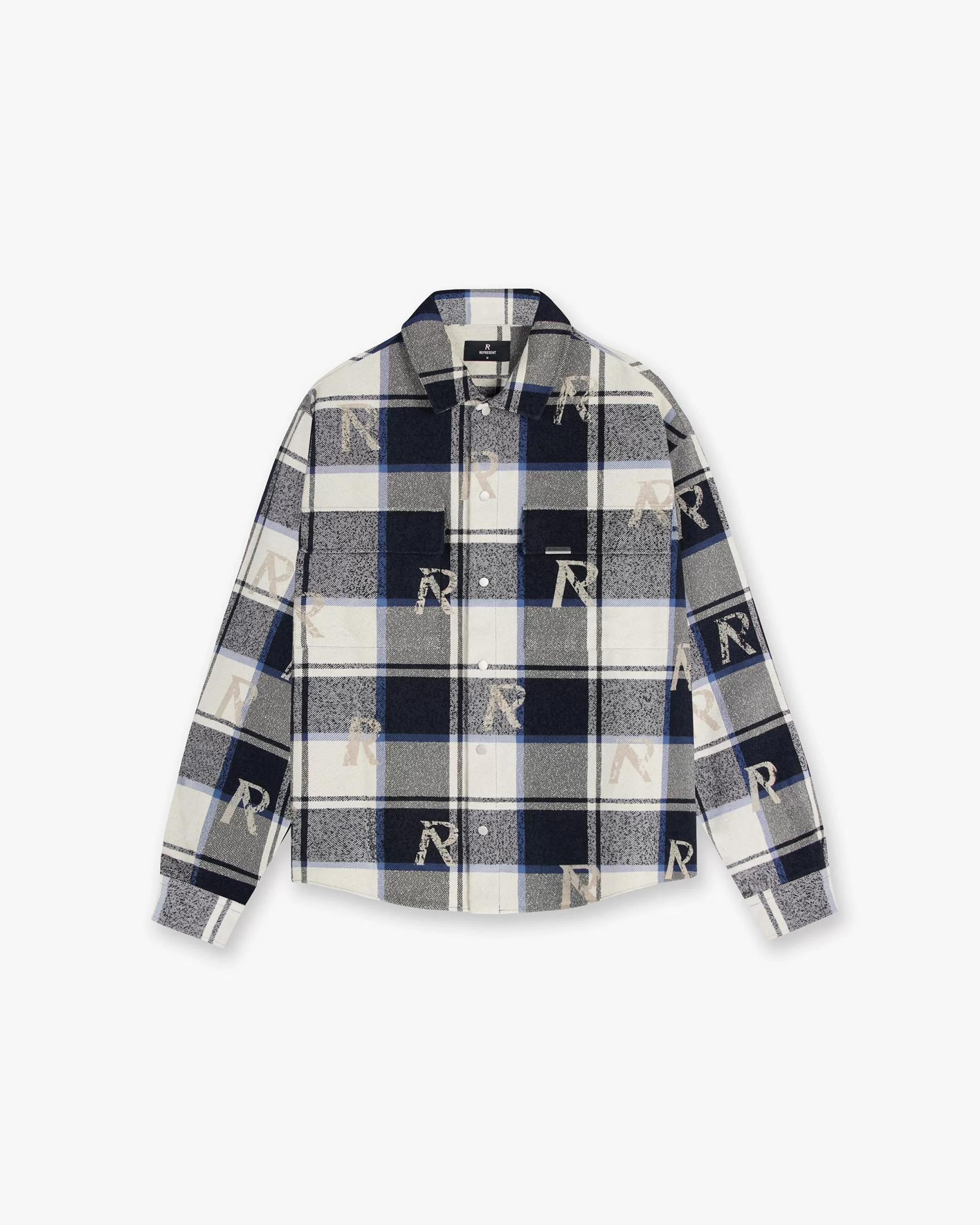 All Over Initial Flannel Shirt - Blue Check^Represent Best