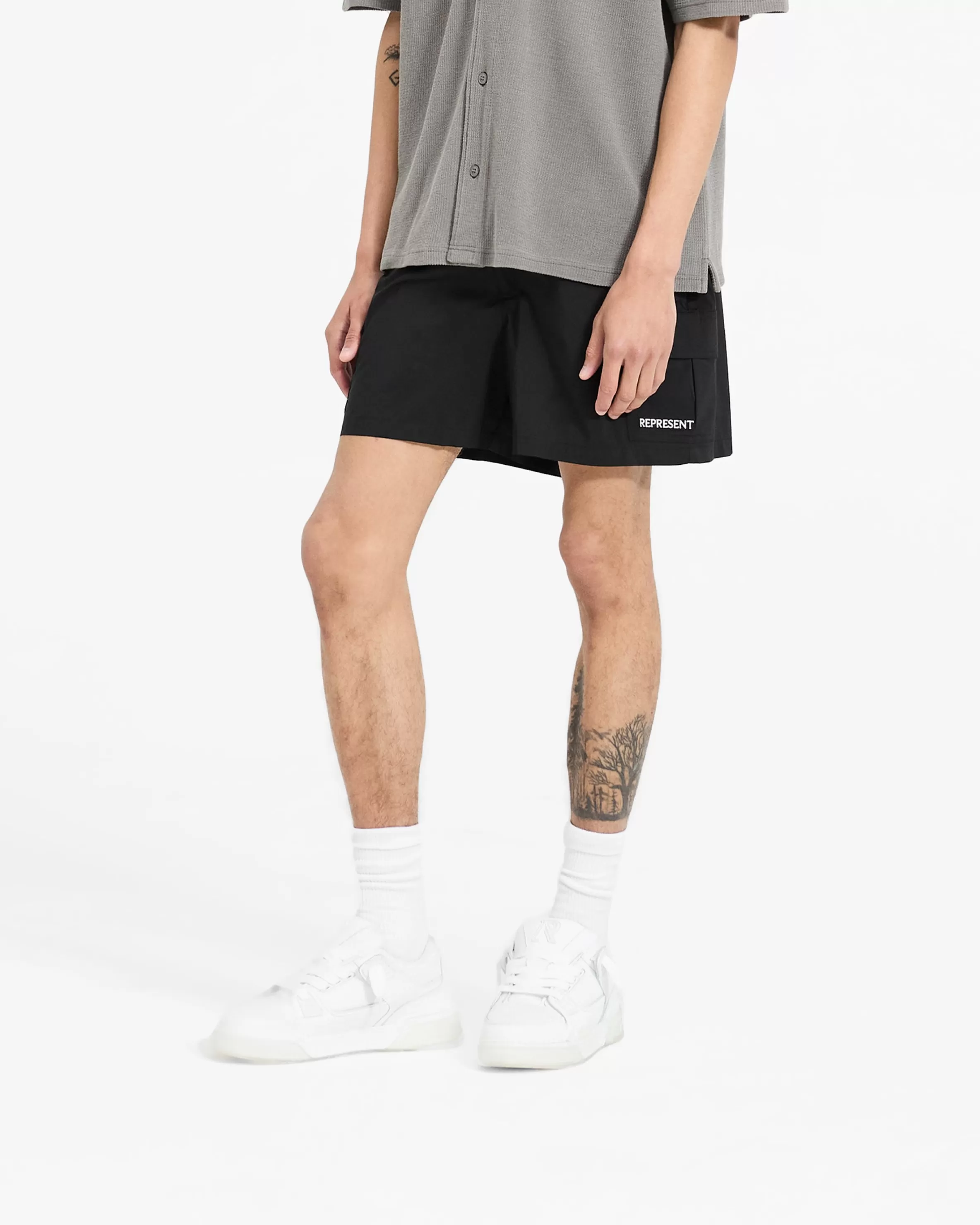 Cargo Swim Shorts - Jet Black^Represent Fashion