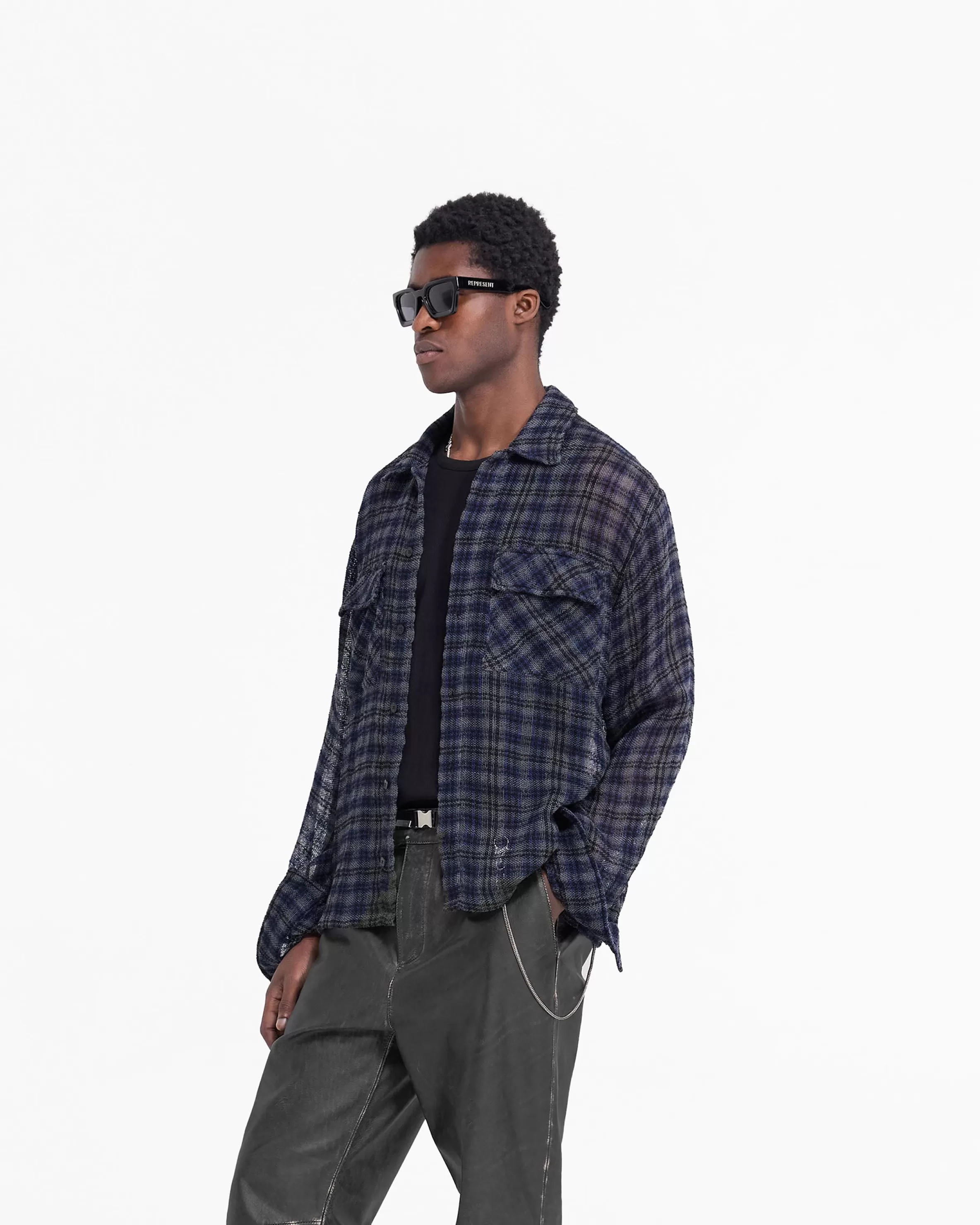 Check Flannel Shirt - Blue Check^Represent Hot