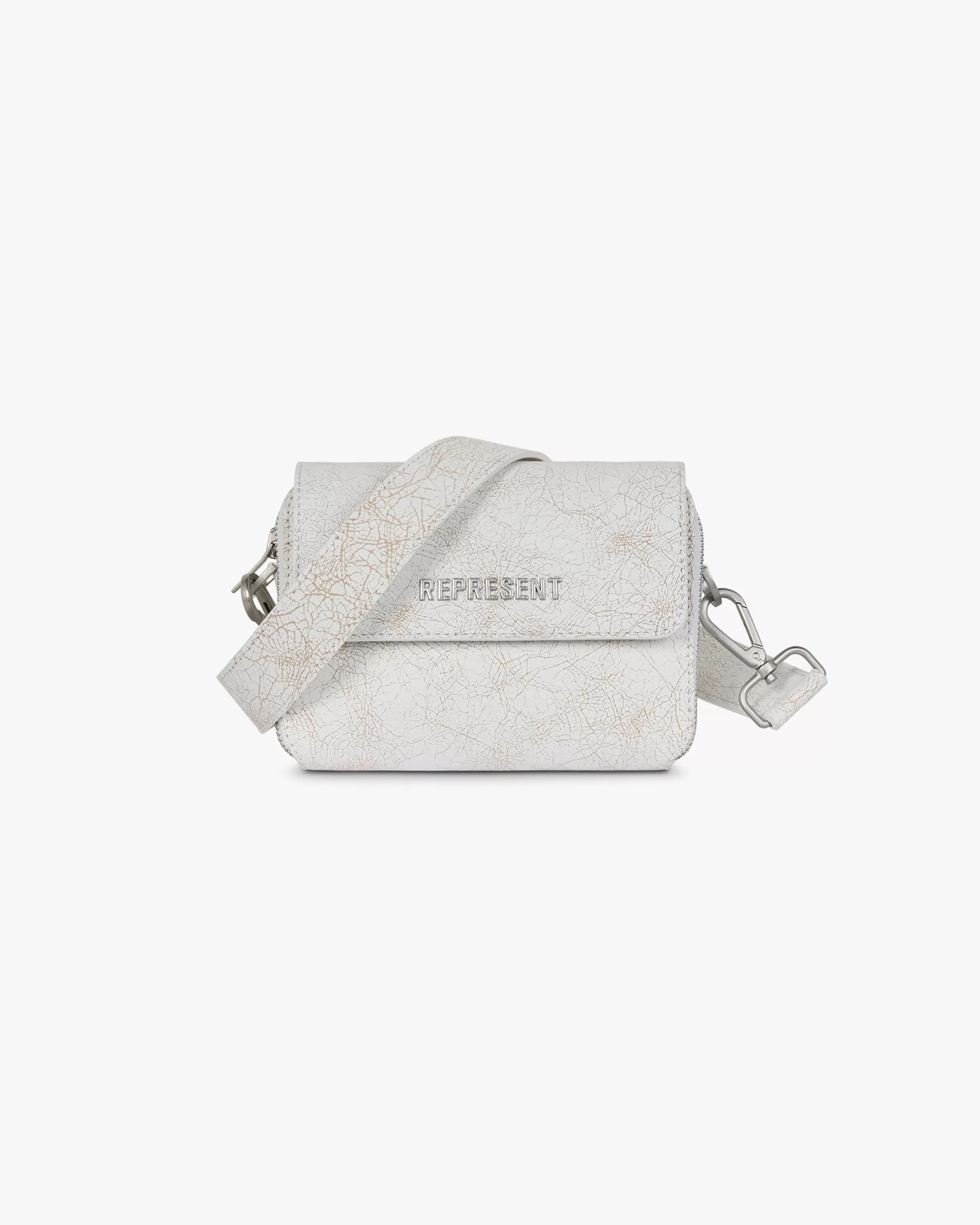 Cracked Leather Cross Body Bag - Antique White^Represent Shop