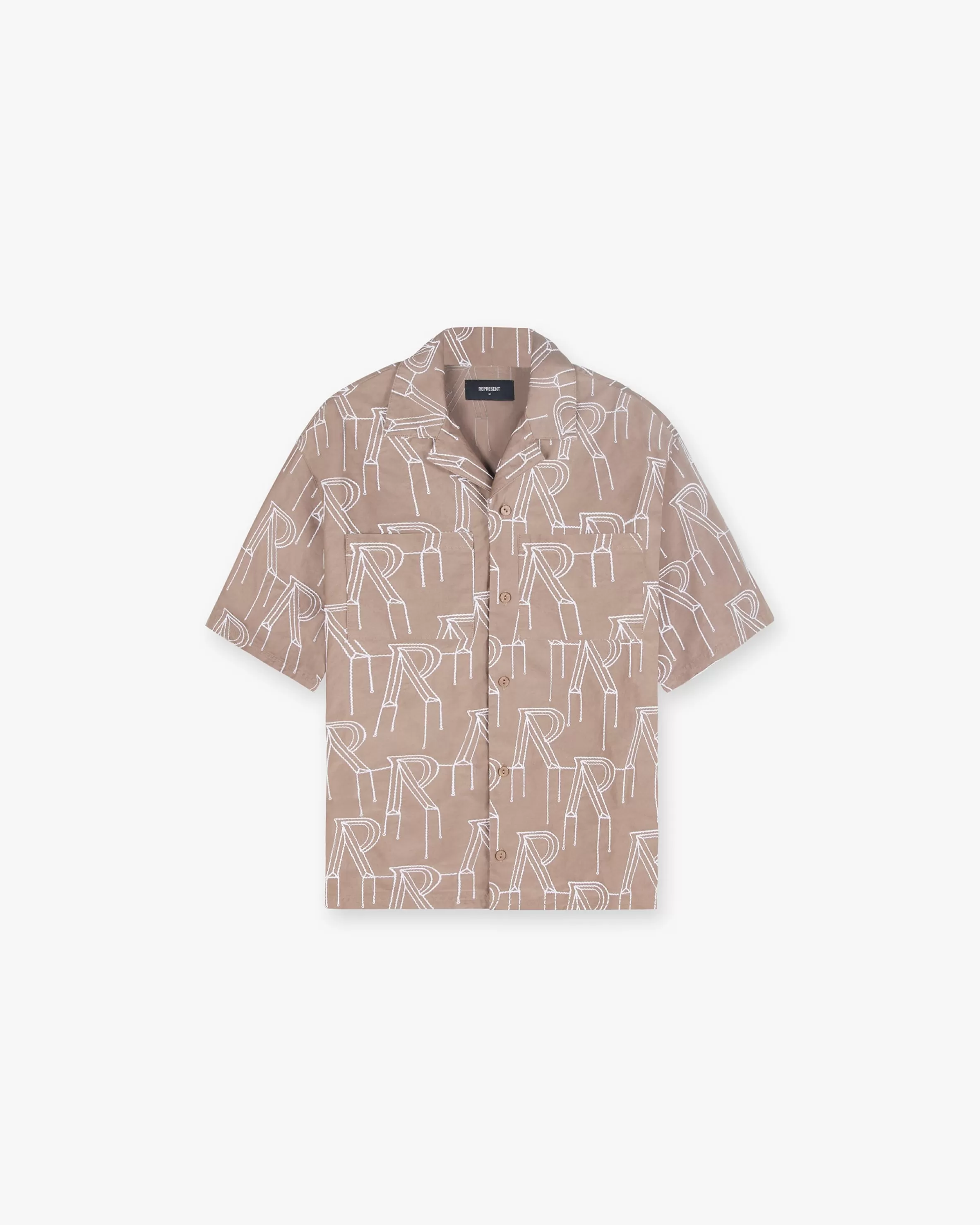 Embroidered Initial Overshirt - Washed Taupe^Represent Shop