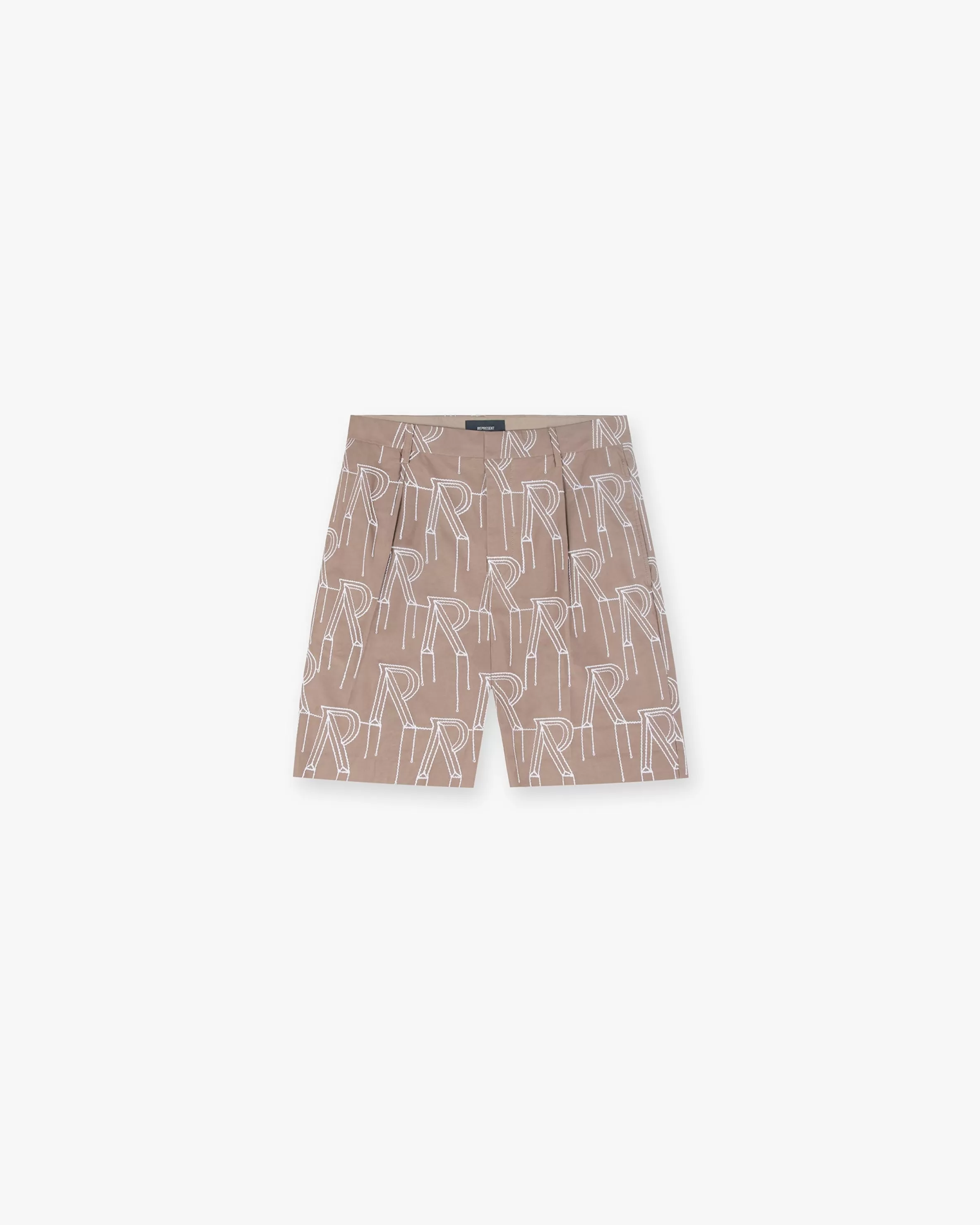 Embroidered Initial Tailored Short - Washed Taupe^Represent Best