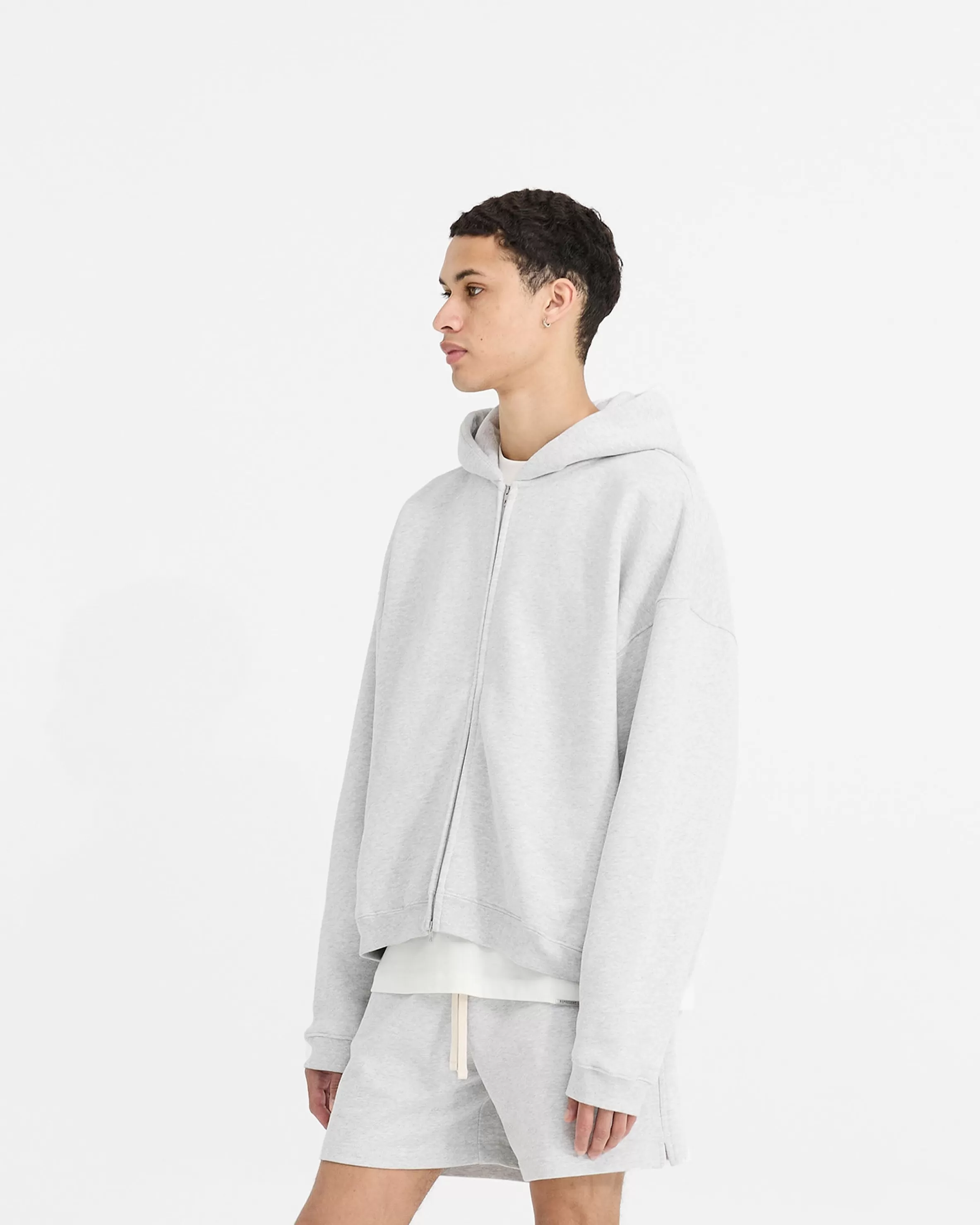 Initial Boxy Zip Through Hoodie - Ice Grey Marl^Represent Discount