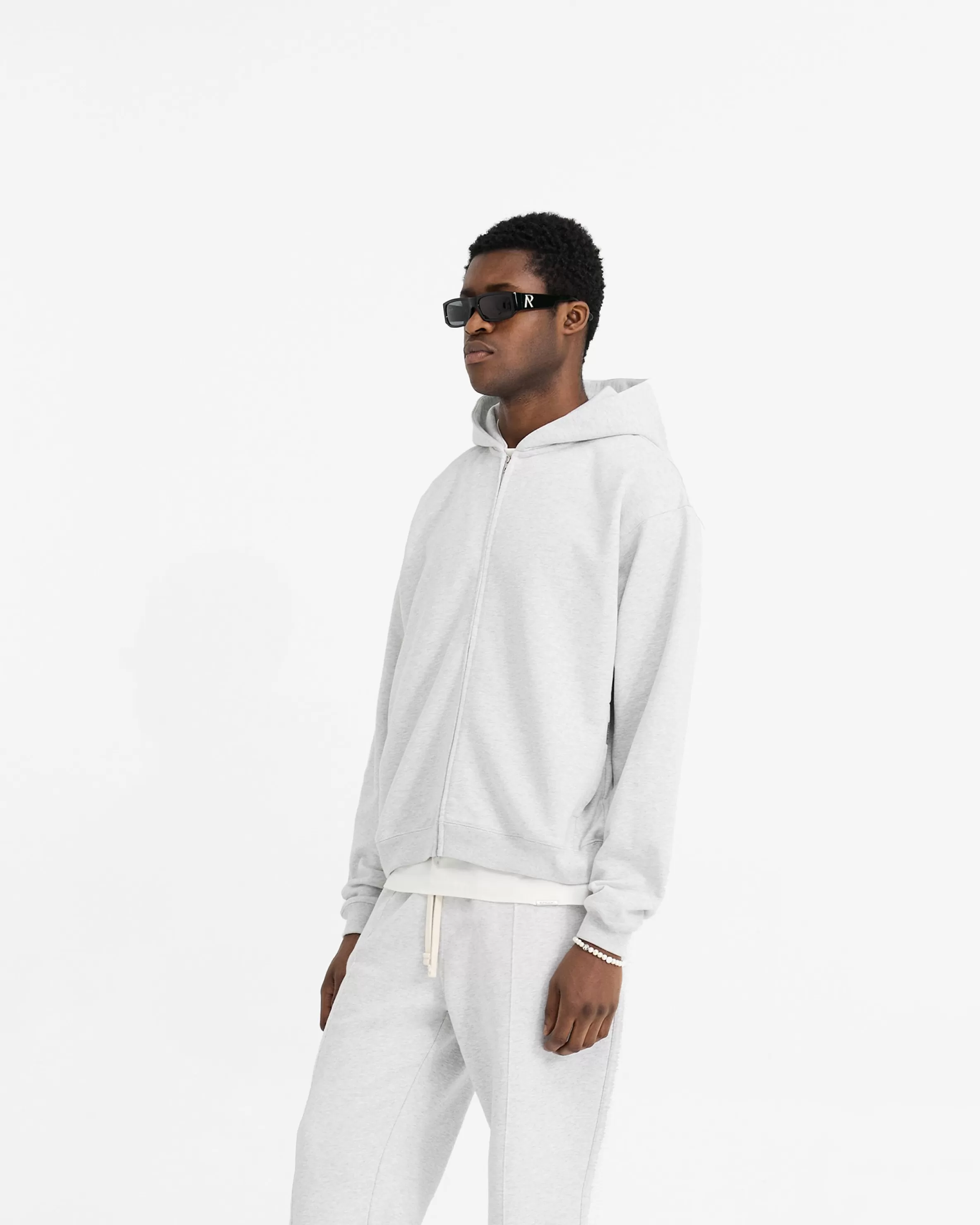 Initial Oversized Zip Hoodie - Ice Grey Marl^Represent Outlet