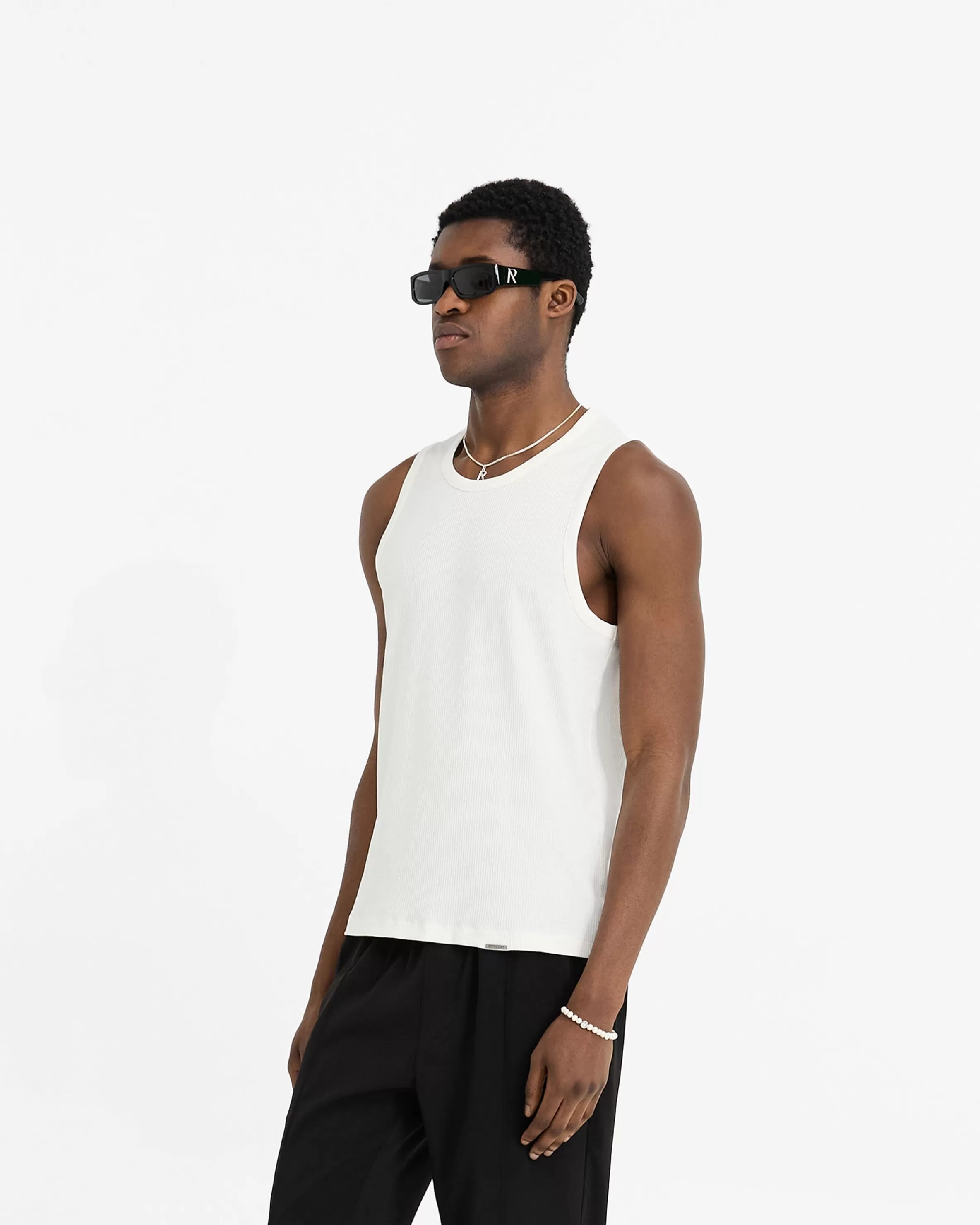 Initial Rib Vest - Flat White^Represent Discount