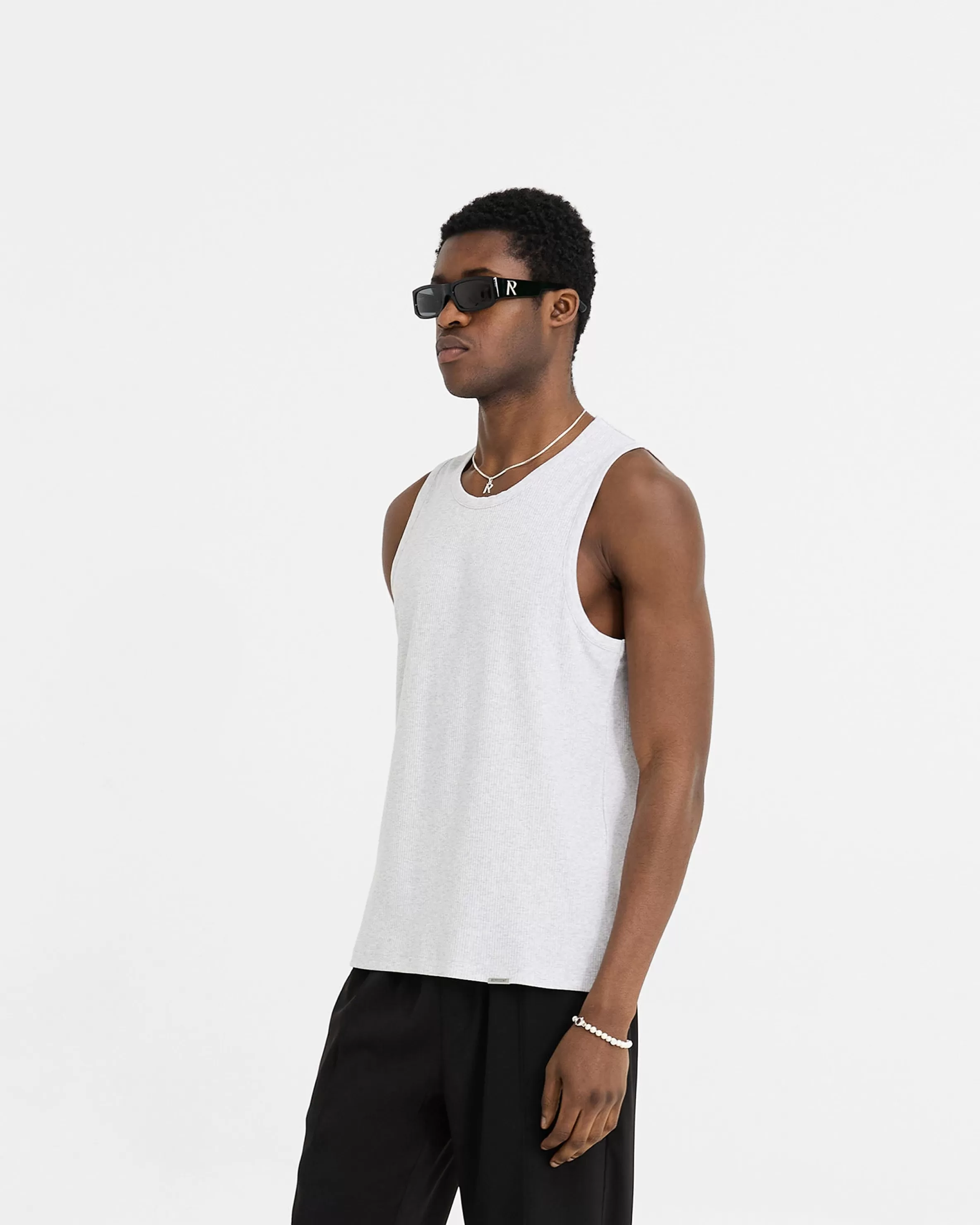 Initial Rib Vest - Ice Grey Marl^Represent Discount