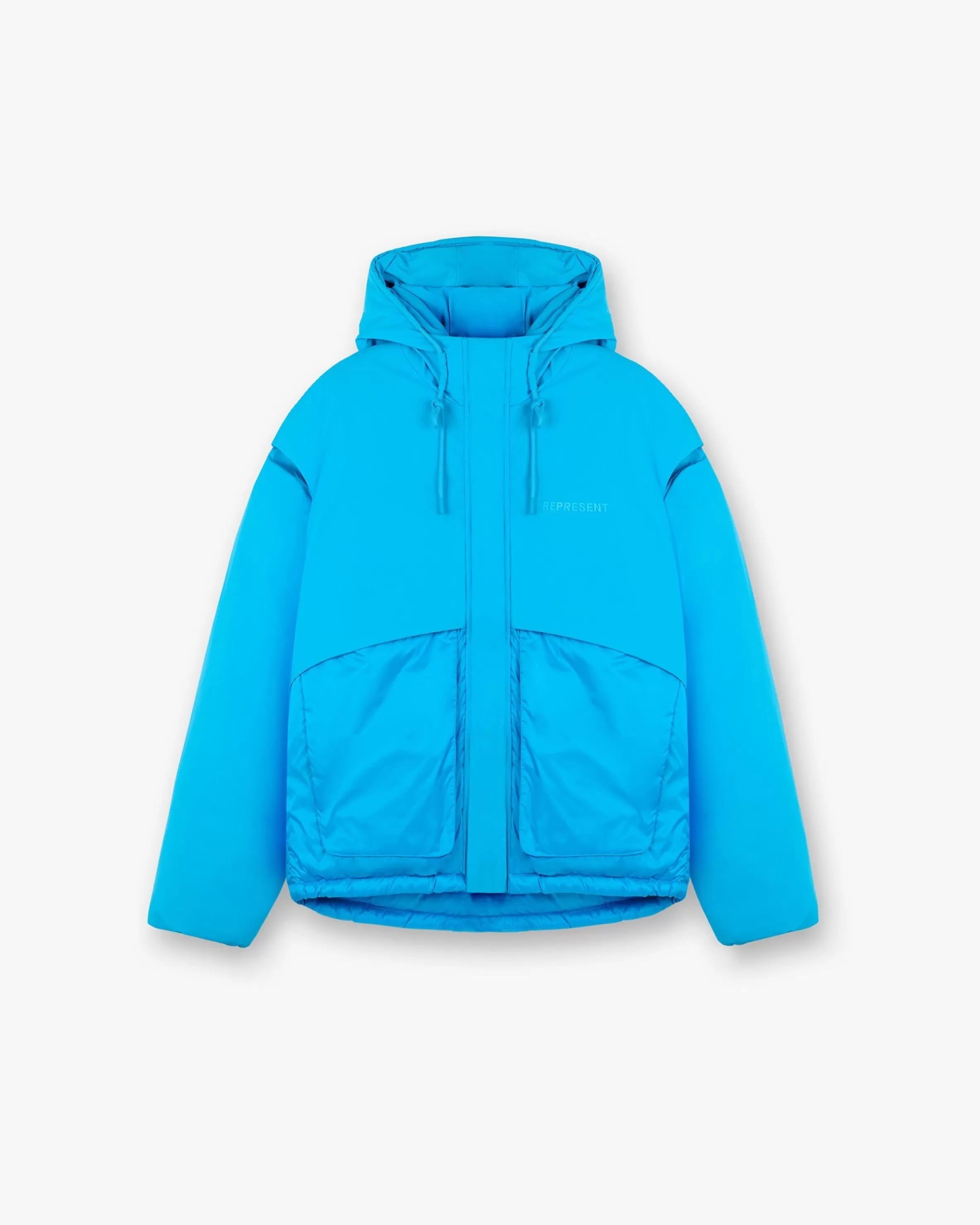 Layered Hooded Puffer - Electric Blue^Represent Cheap