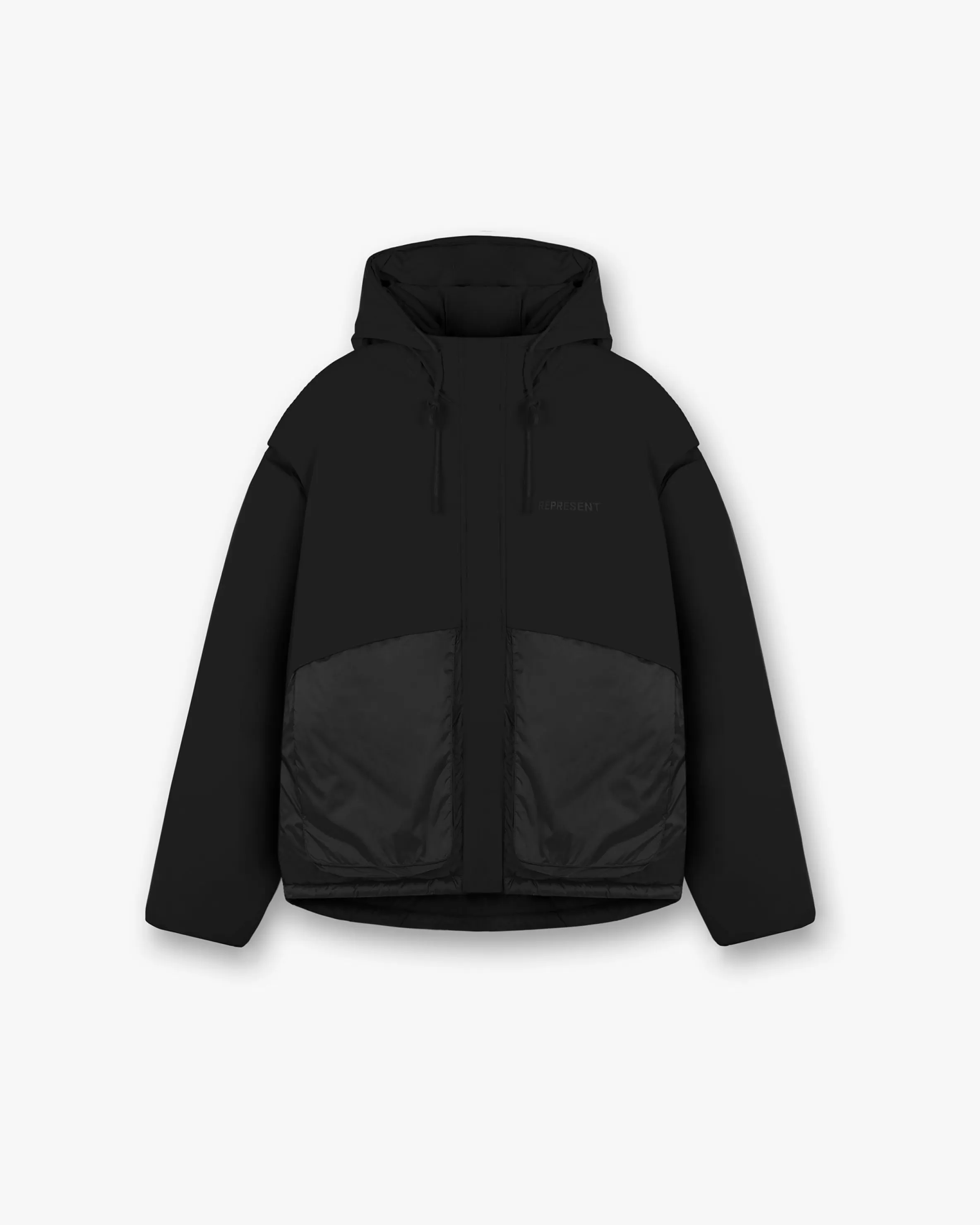 Layered Hooded Puffer - Jet Black^Represent Outlet