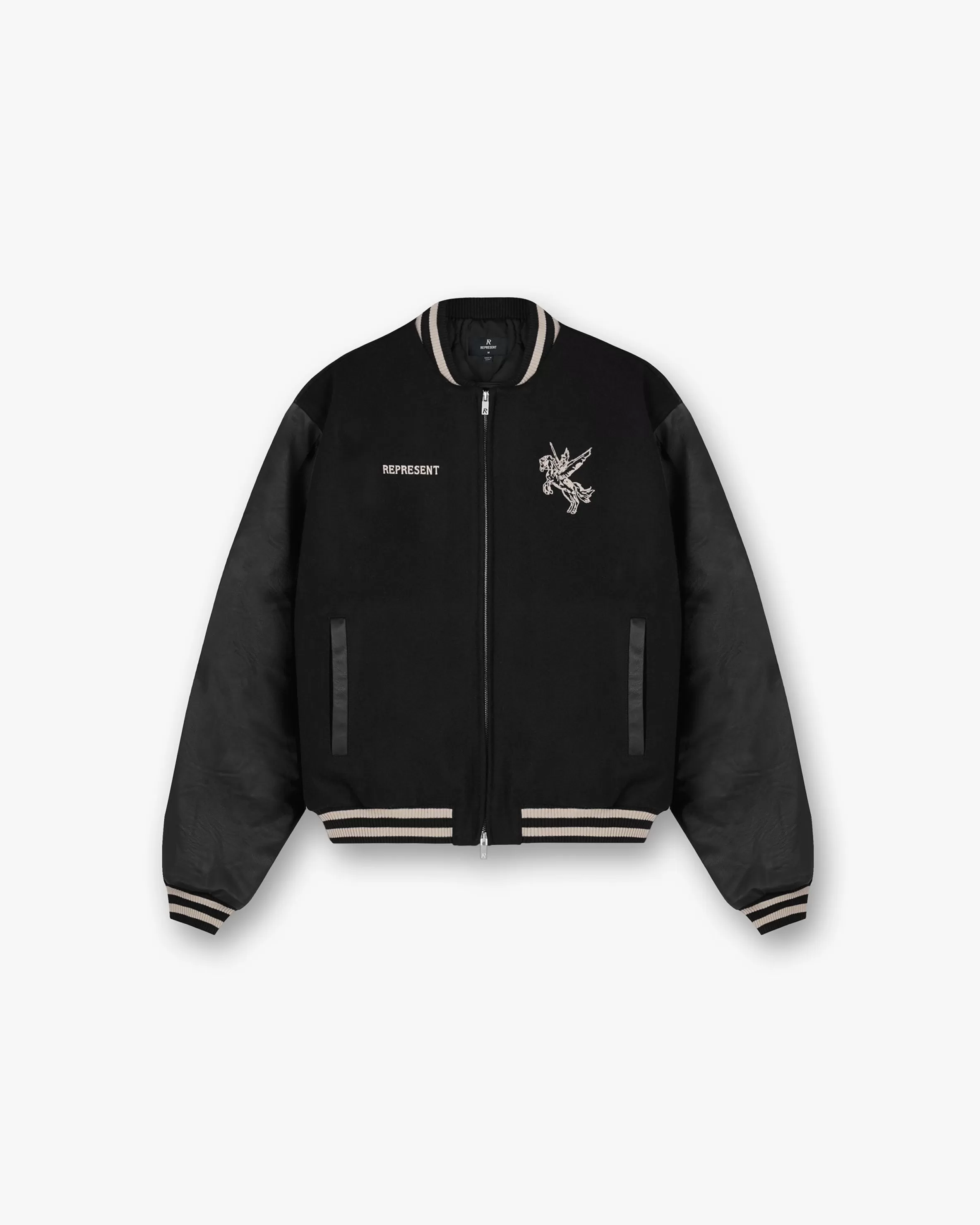 Mascot Wool Varsity Jacket - Jet Black^Represent Hot