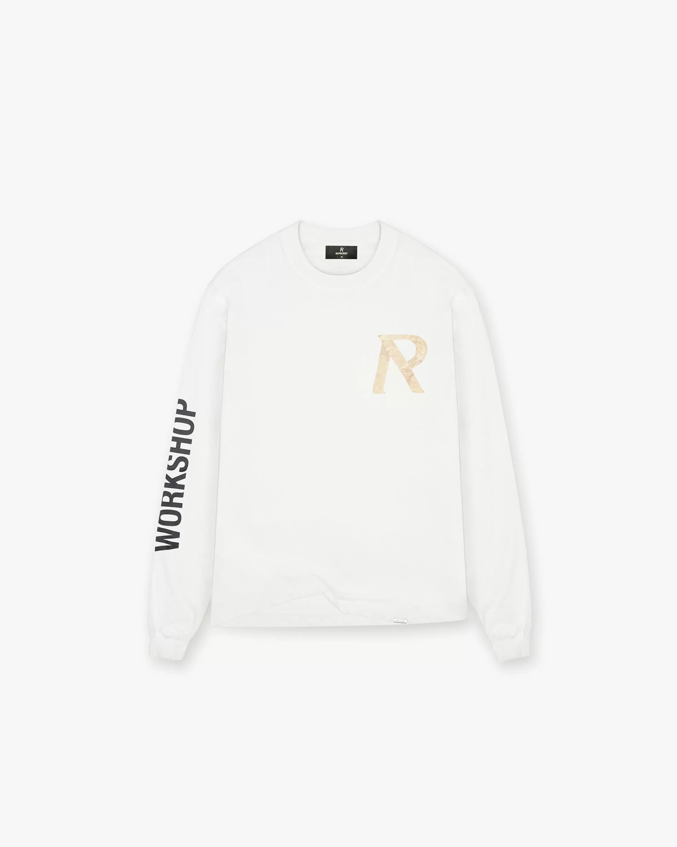 Masking Tape Initial Long Sleeve T-Shirt - Flat White^Represent Online