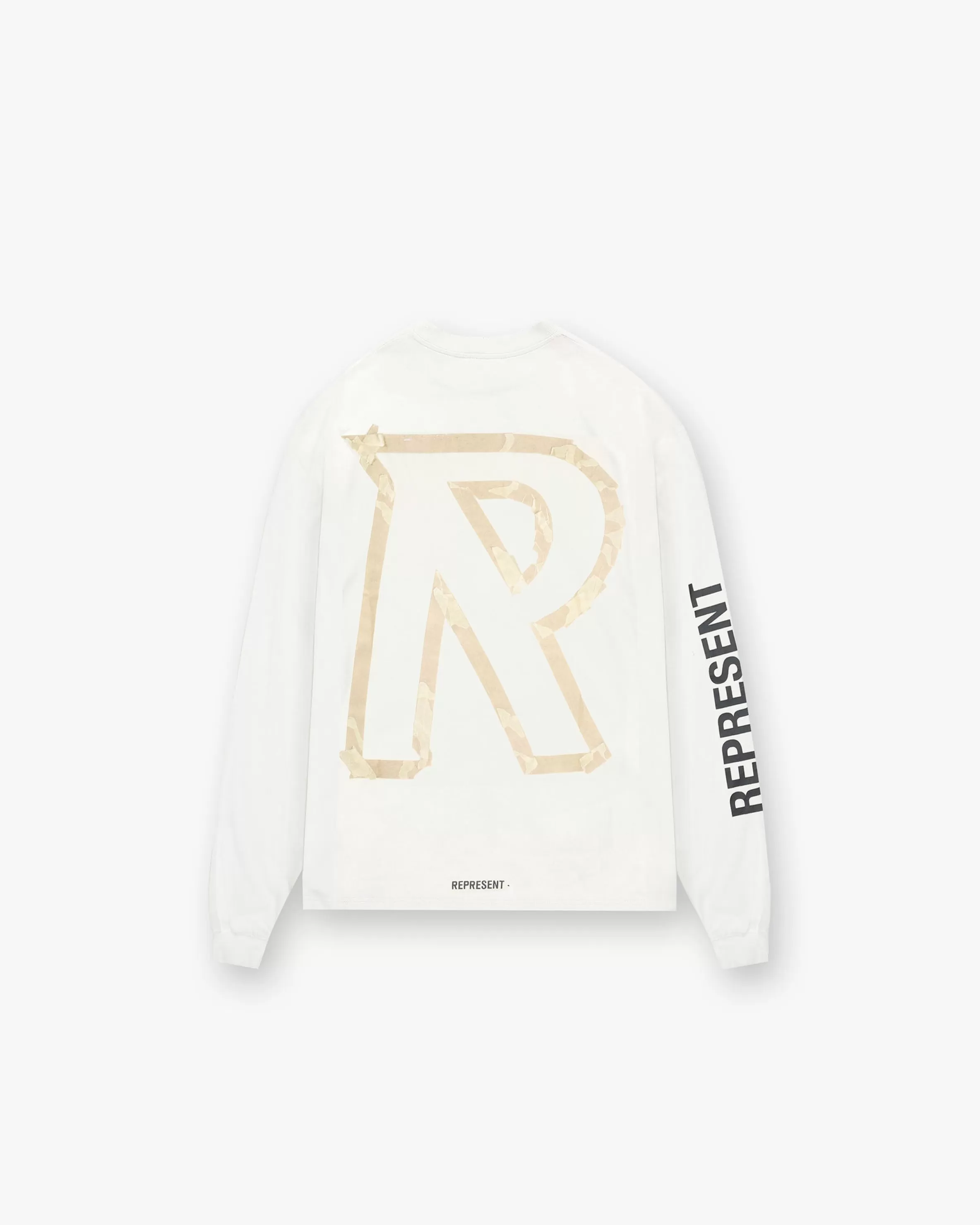 Masking Tape Initial Long Sleeve T-Shirt - Flat White^Represent Online