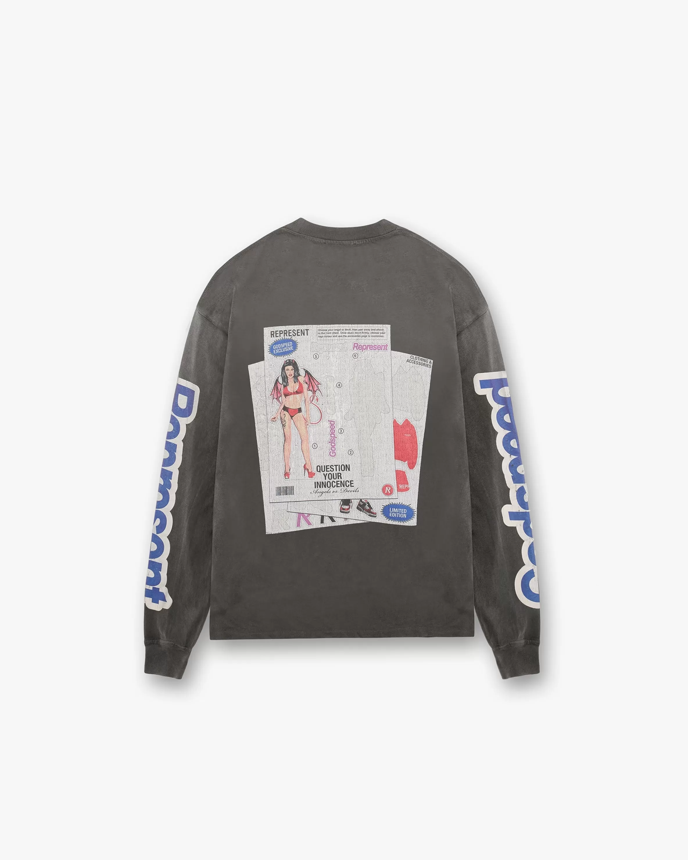 Question Your Innocence Long Sleeve T-Shirt - Vintage Grey^Represent Store