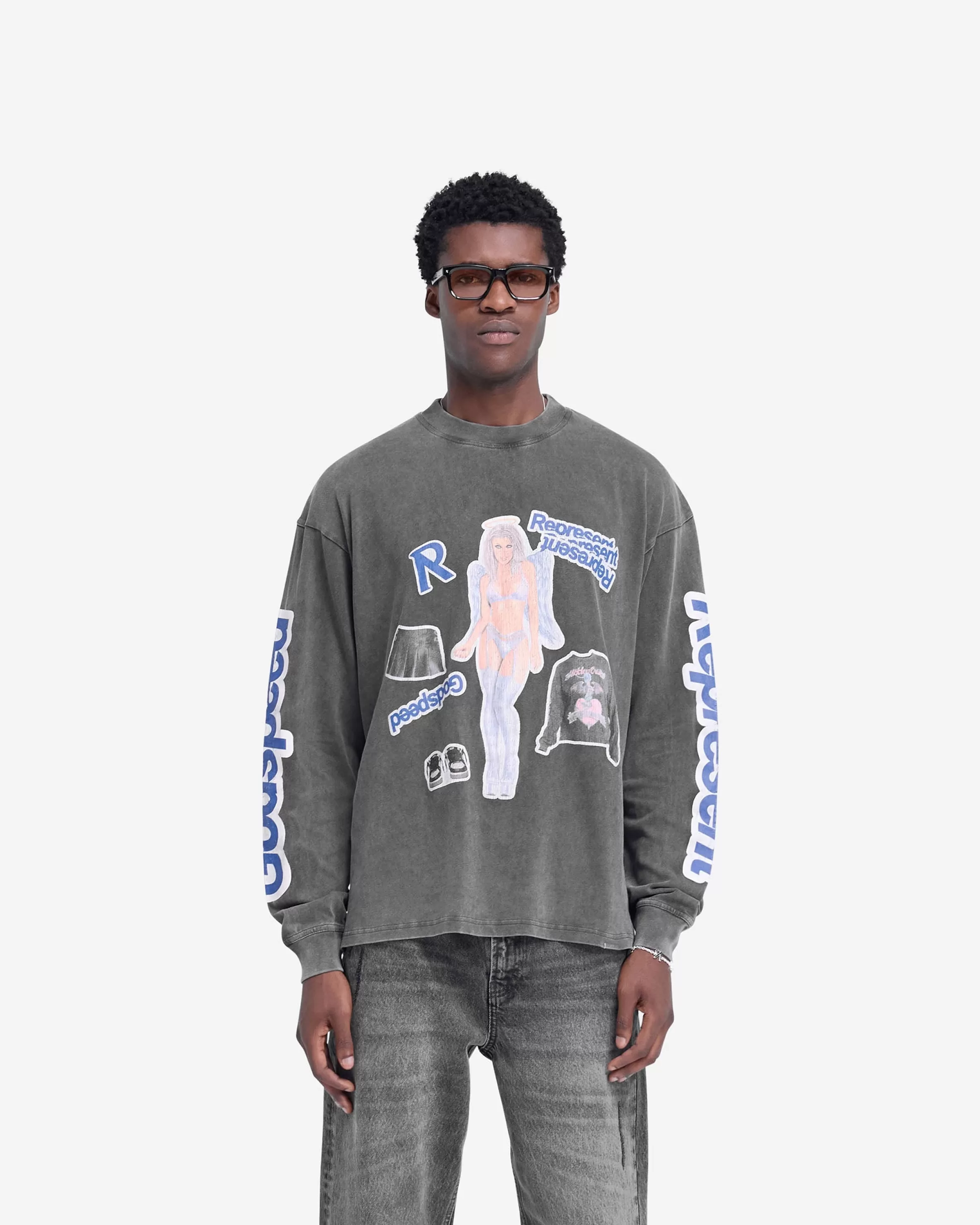 Question Your Innocence Long Sleeve T-Shirt - Vintage Grey^Represent Store