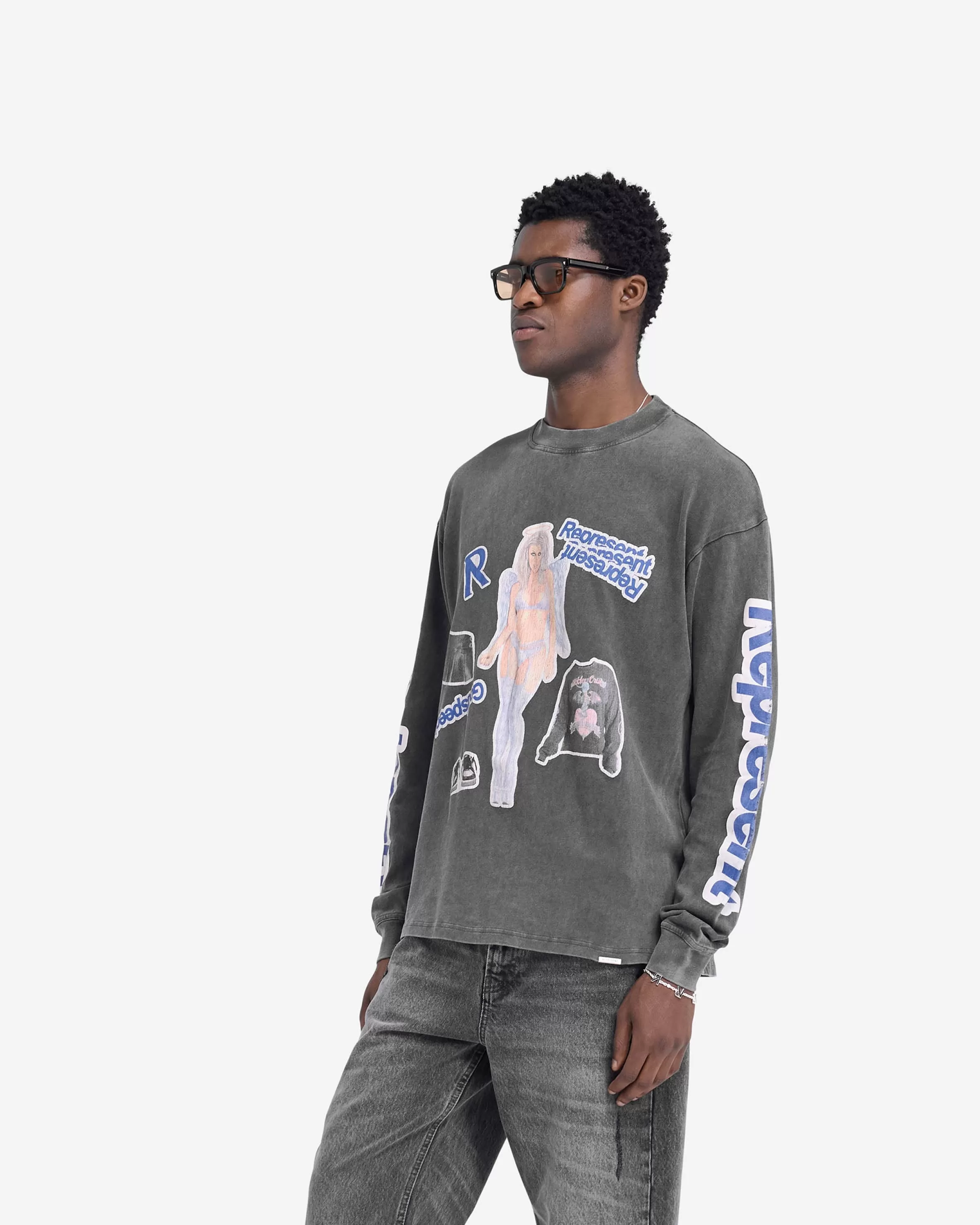 Question Your Innocence Long Sleeve T-Shirt - Vintage Grey^Represent Store