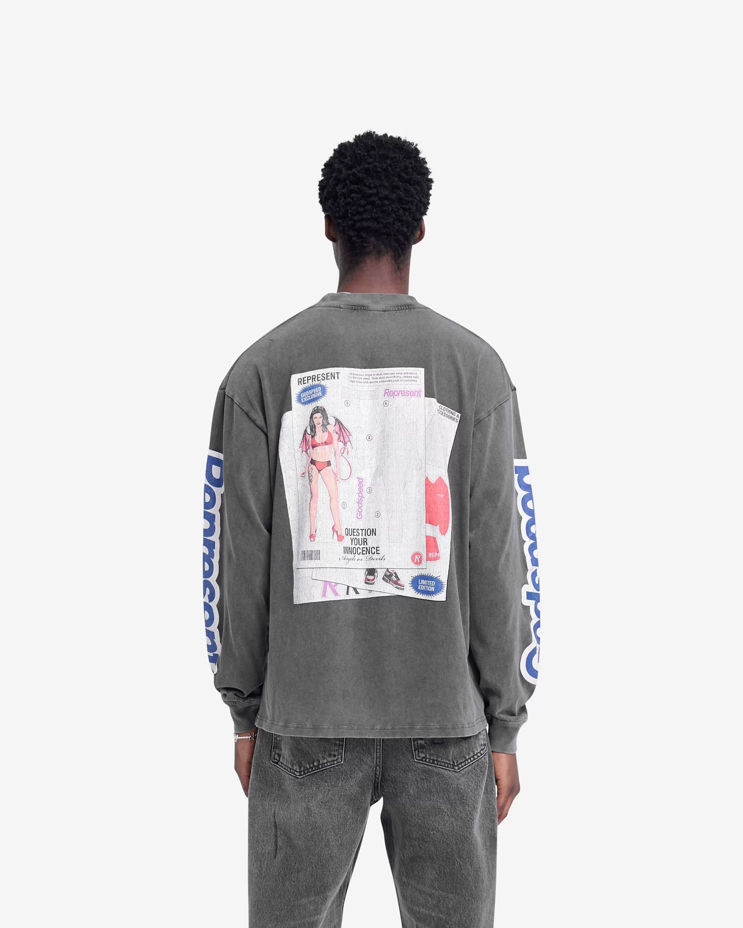 Question Your Innocence Long Sleeve T-Shirt - Vintage Grey^Represent Store