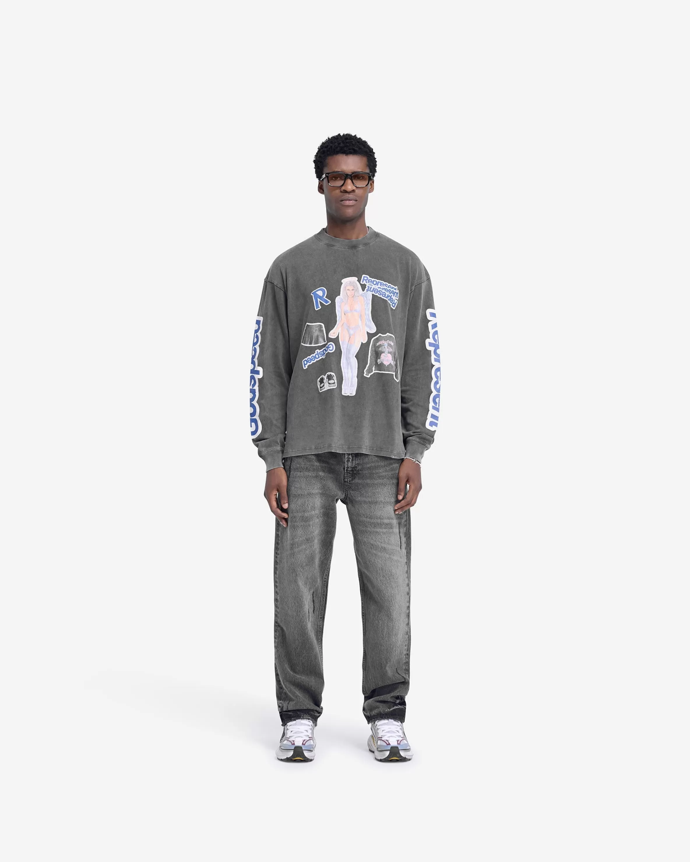 Question Your Innocence Long Sleeve T-Shirt - Vintage Grey^Represent Store