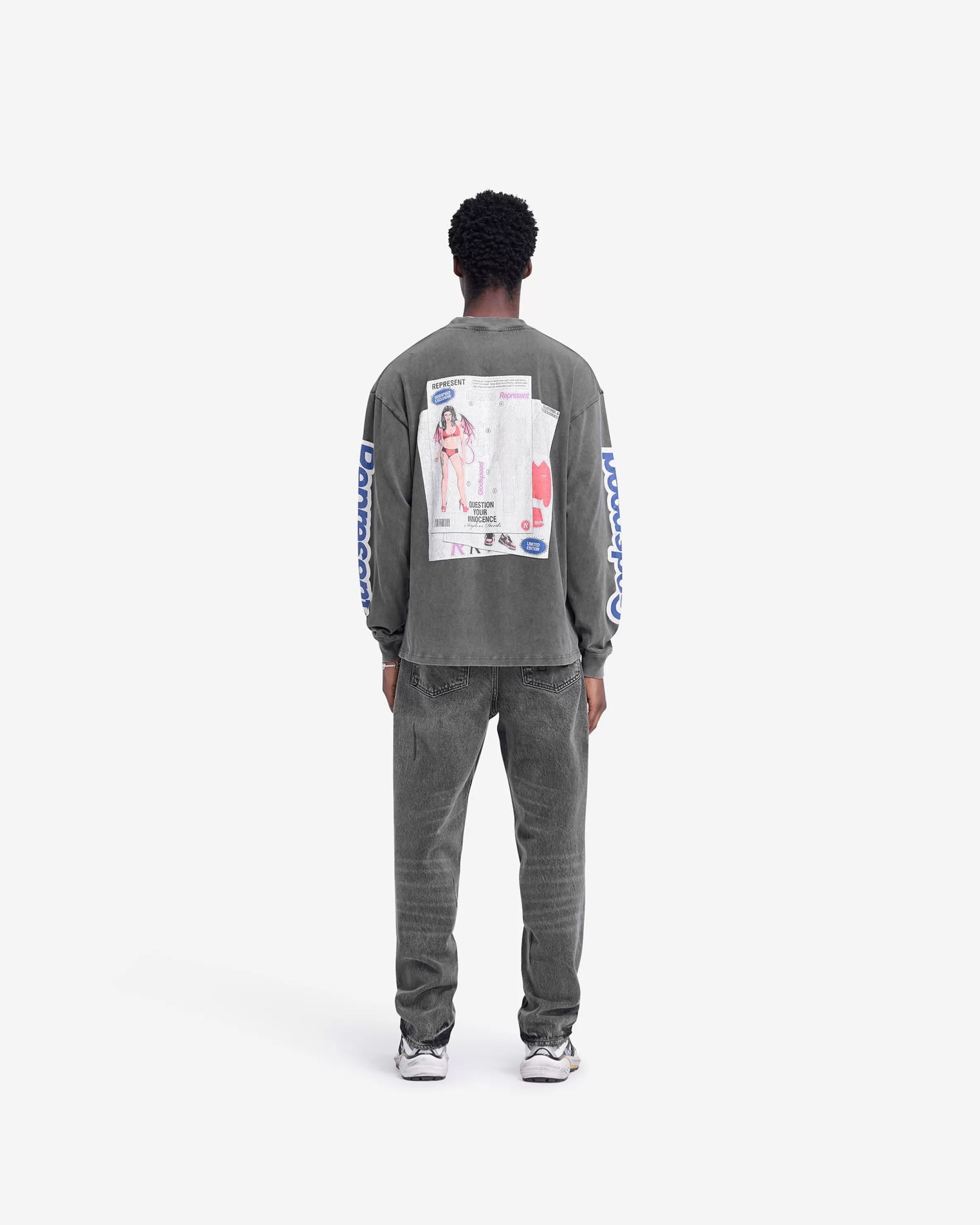 Question Your Innocence Long Sleeve T-Shirt - Vintage Grey^Represent Store