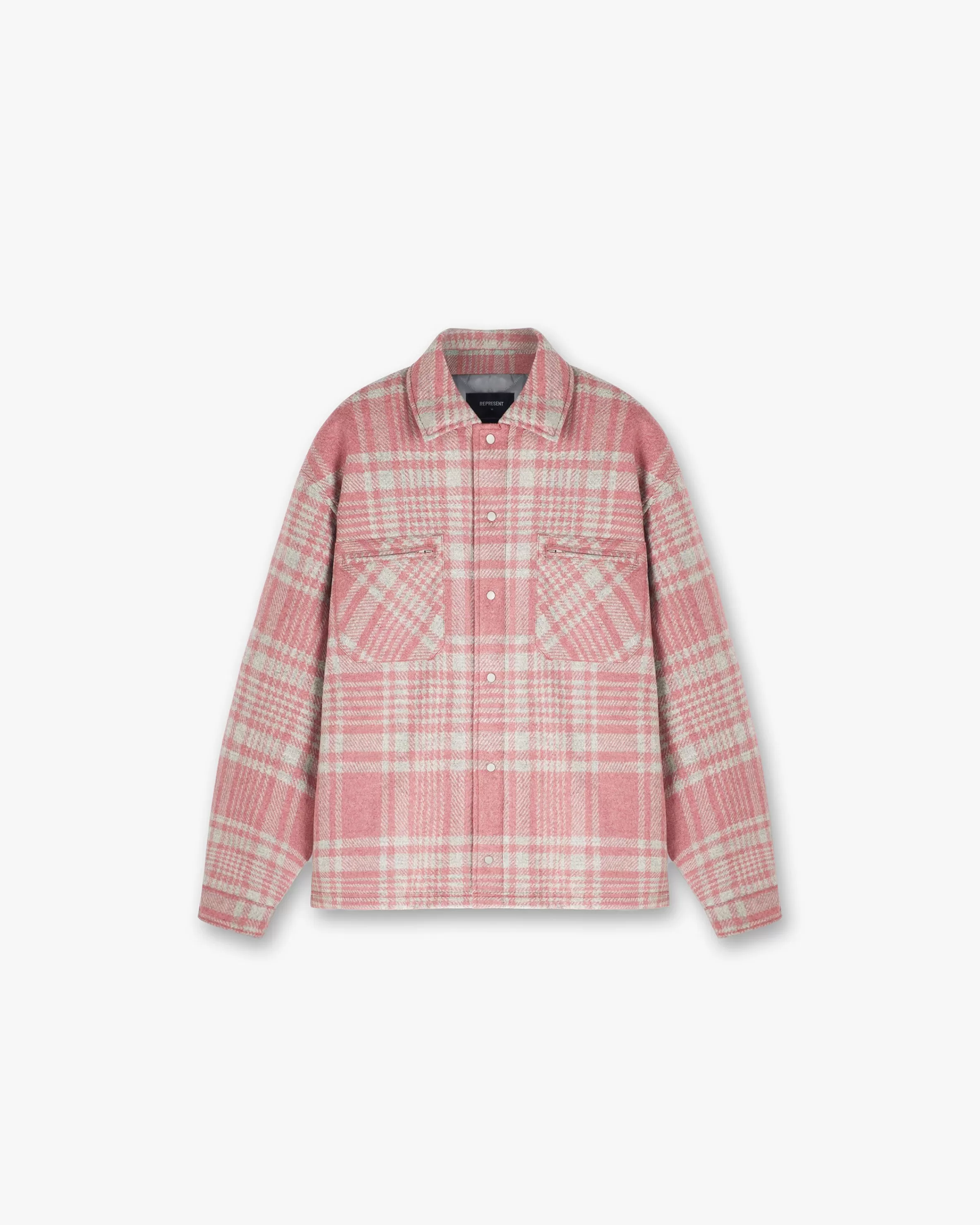 Quilted Flannel Shirt - Pink Grey Check^Represent Sale