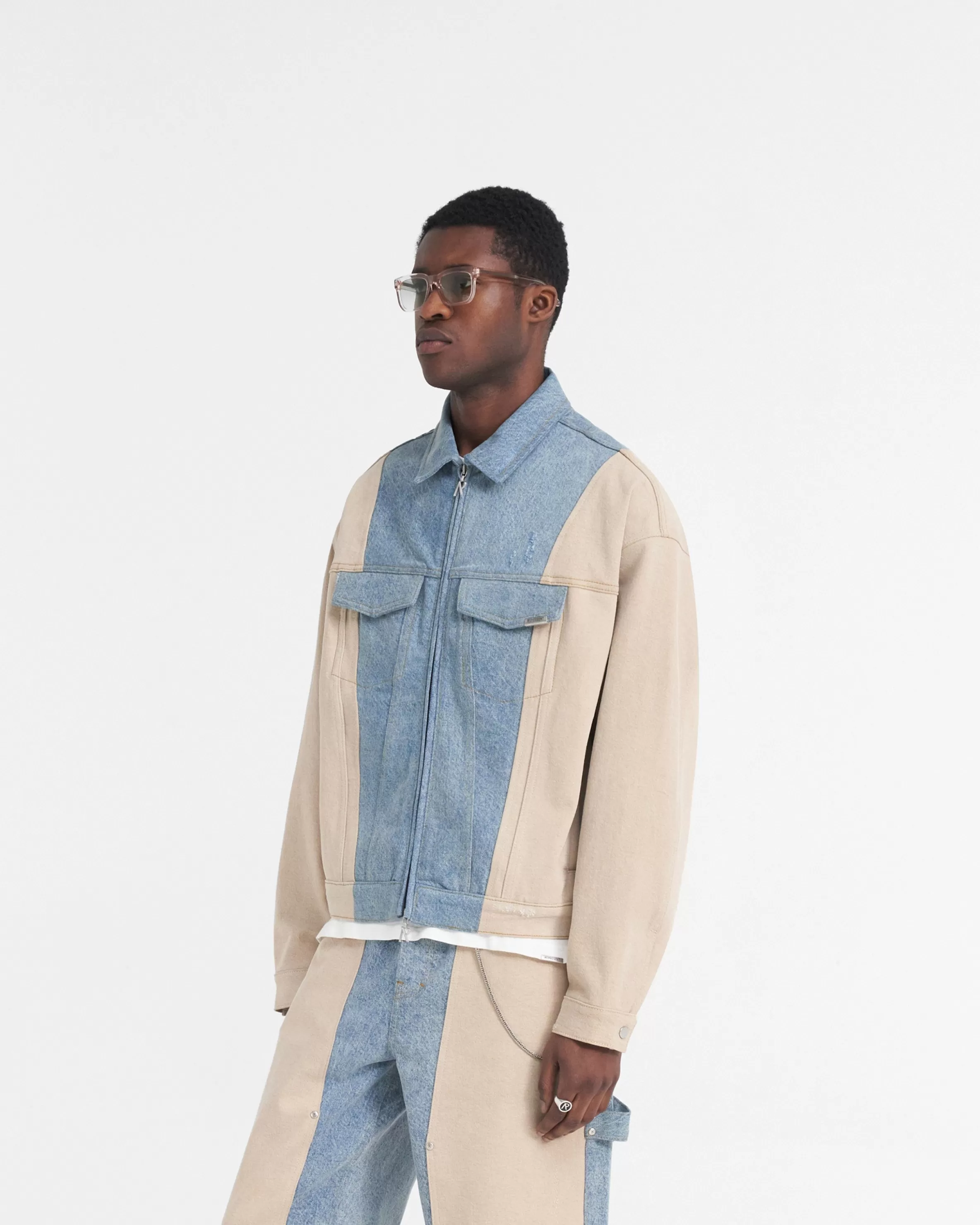 R4 Colour Block Denim Jacket -^Represent Clearance