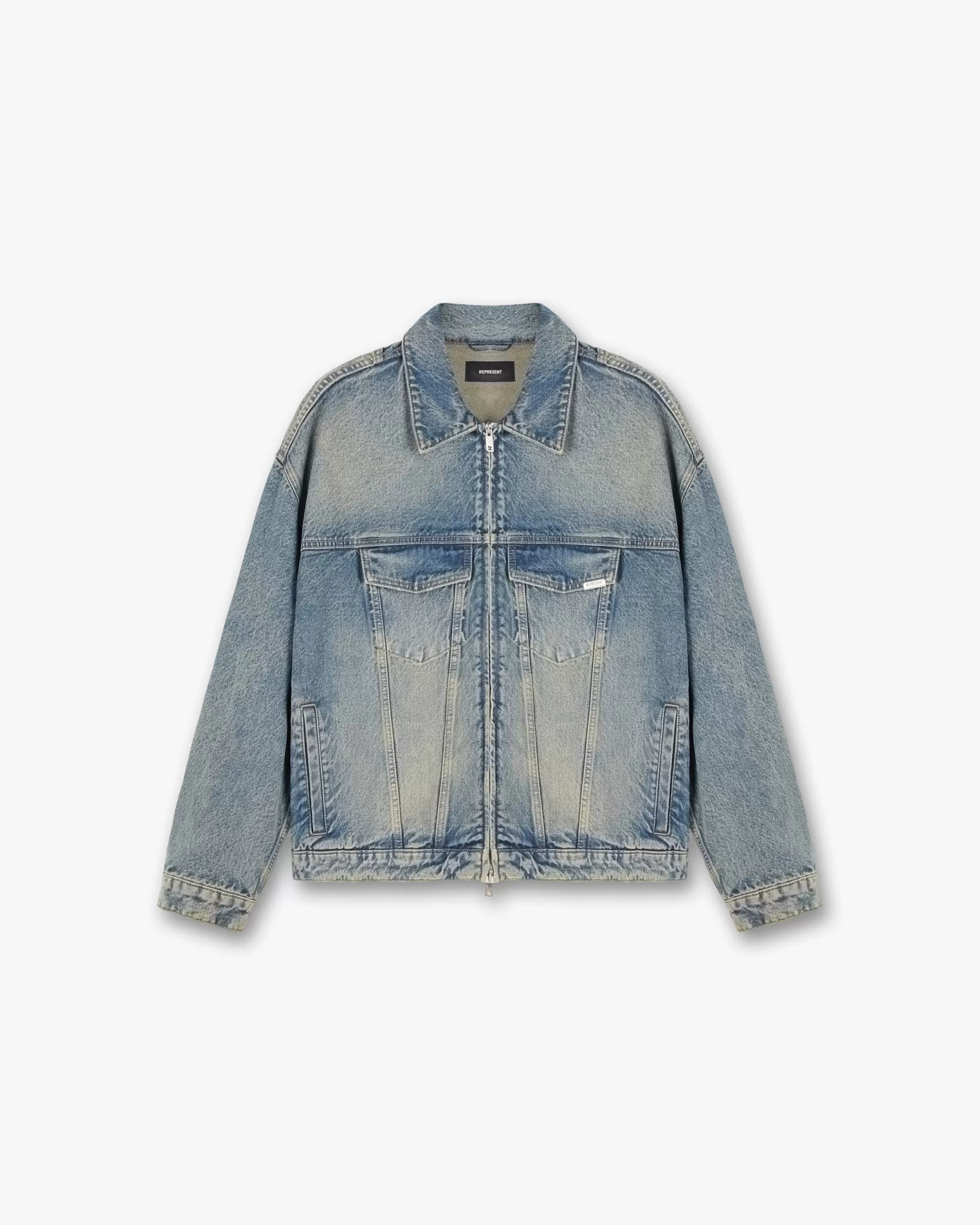 R4 Denim Jacket - Blue Cream^Represent Clearance