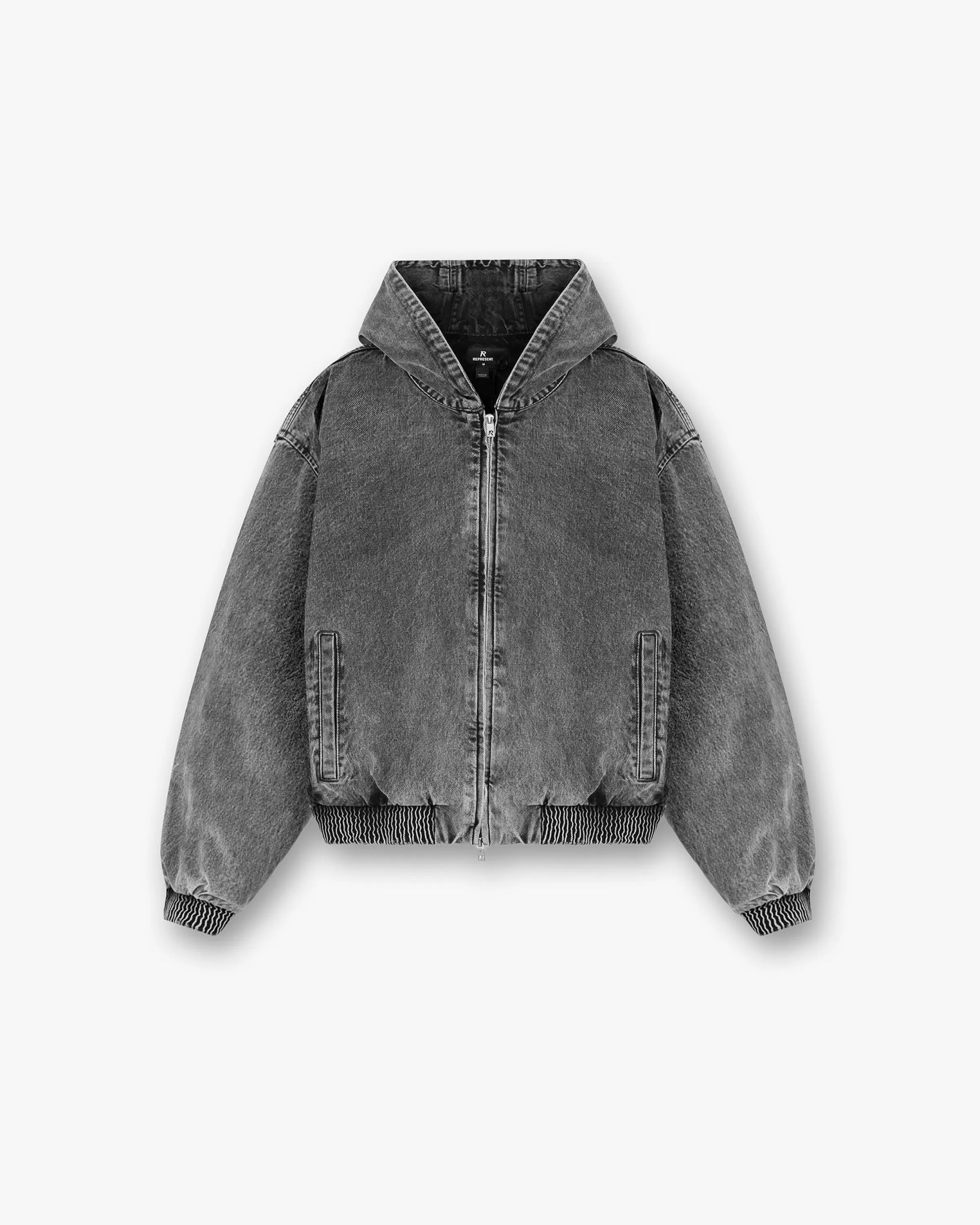 R5 Hooded Denim Bomber - Charcoal Grey^Represent Cheap