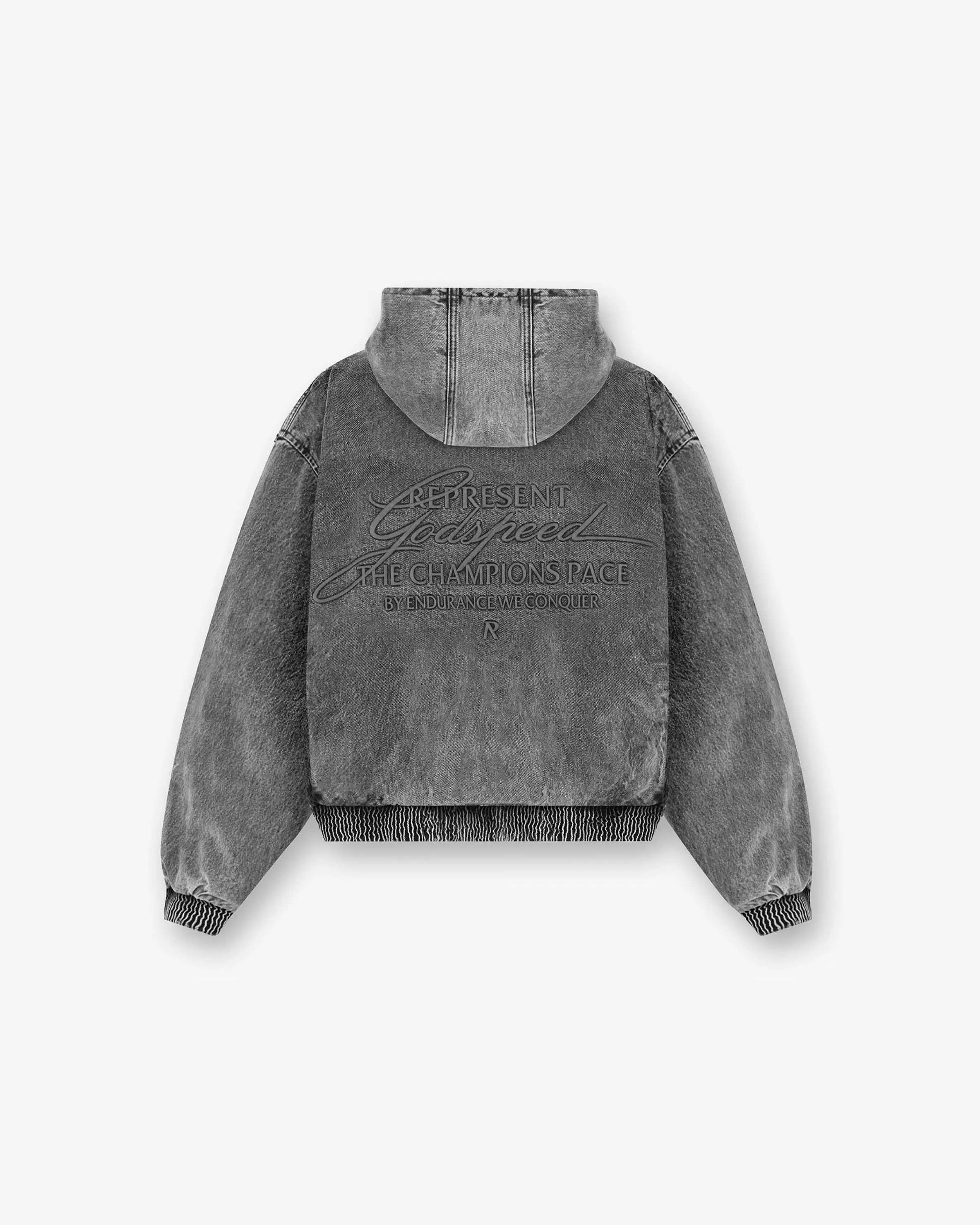 R5 Hooded Denim Bomber - Charcoal Grey^Represent Cheap