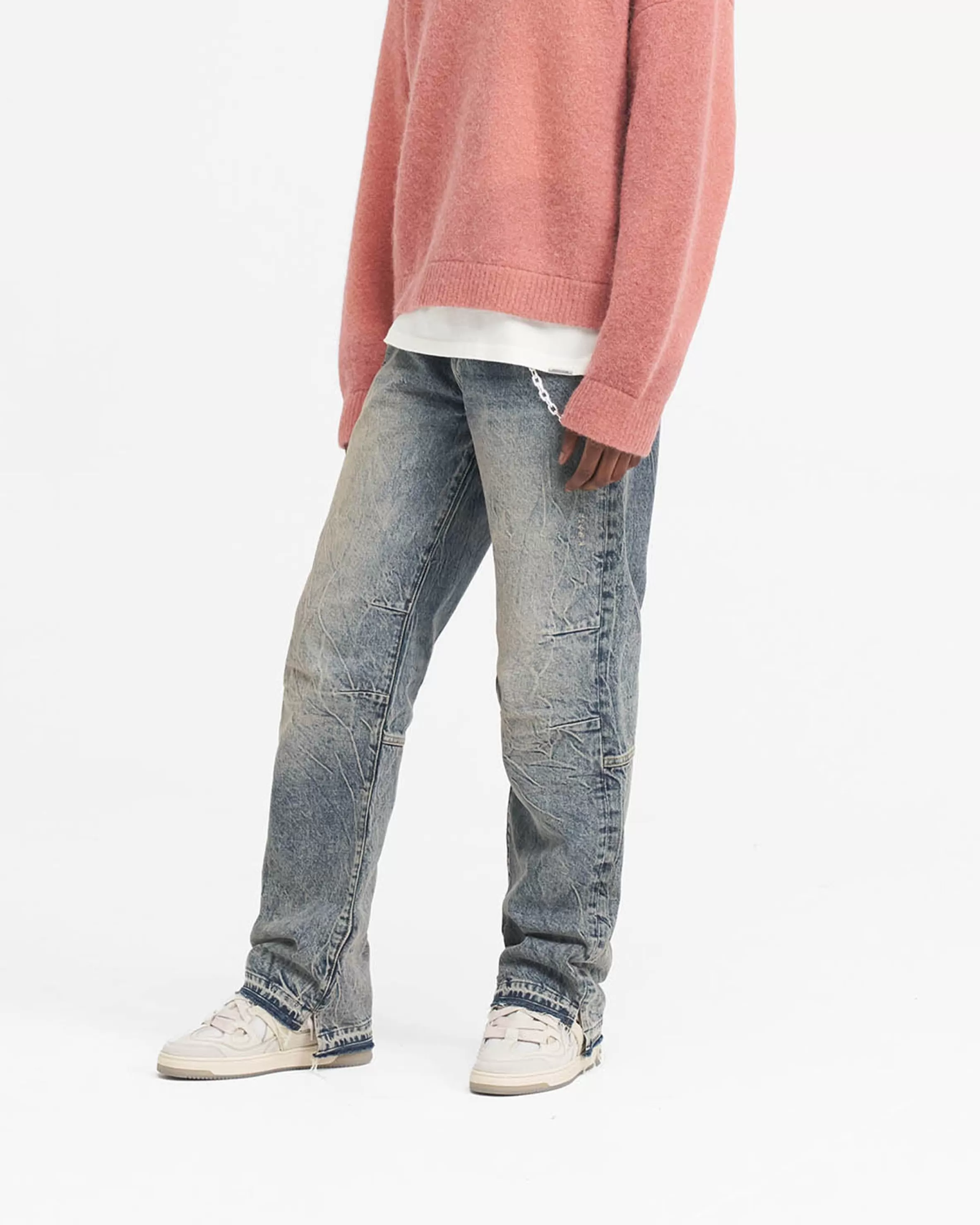 R2 Stepped Hem Denim - Mid Blue^Represent Hot