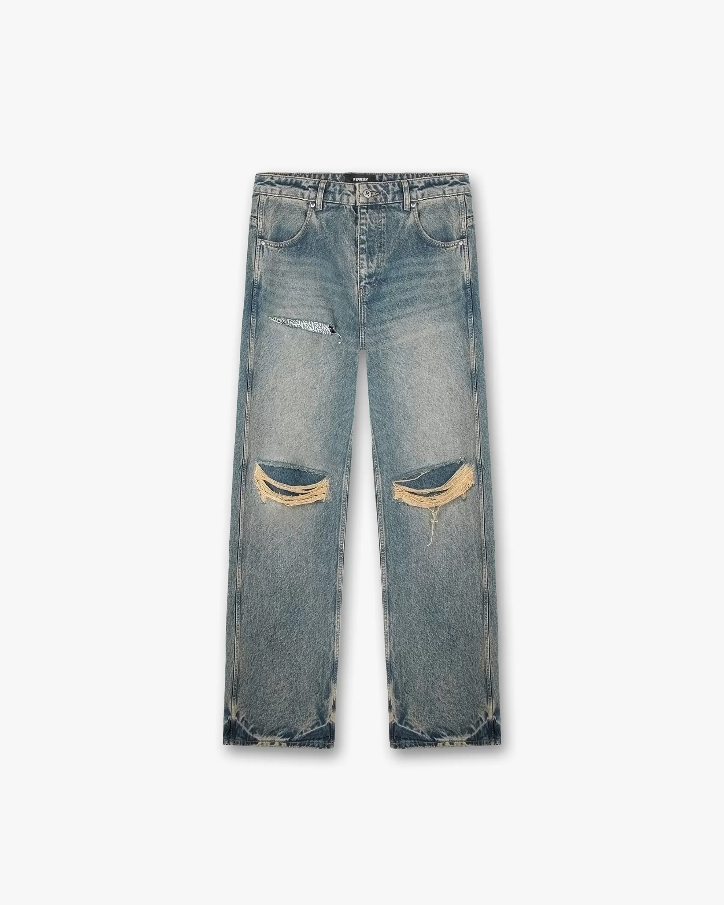 R3D Destroyer Baggy Denim - Blue Cream^Represent New