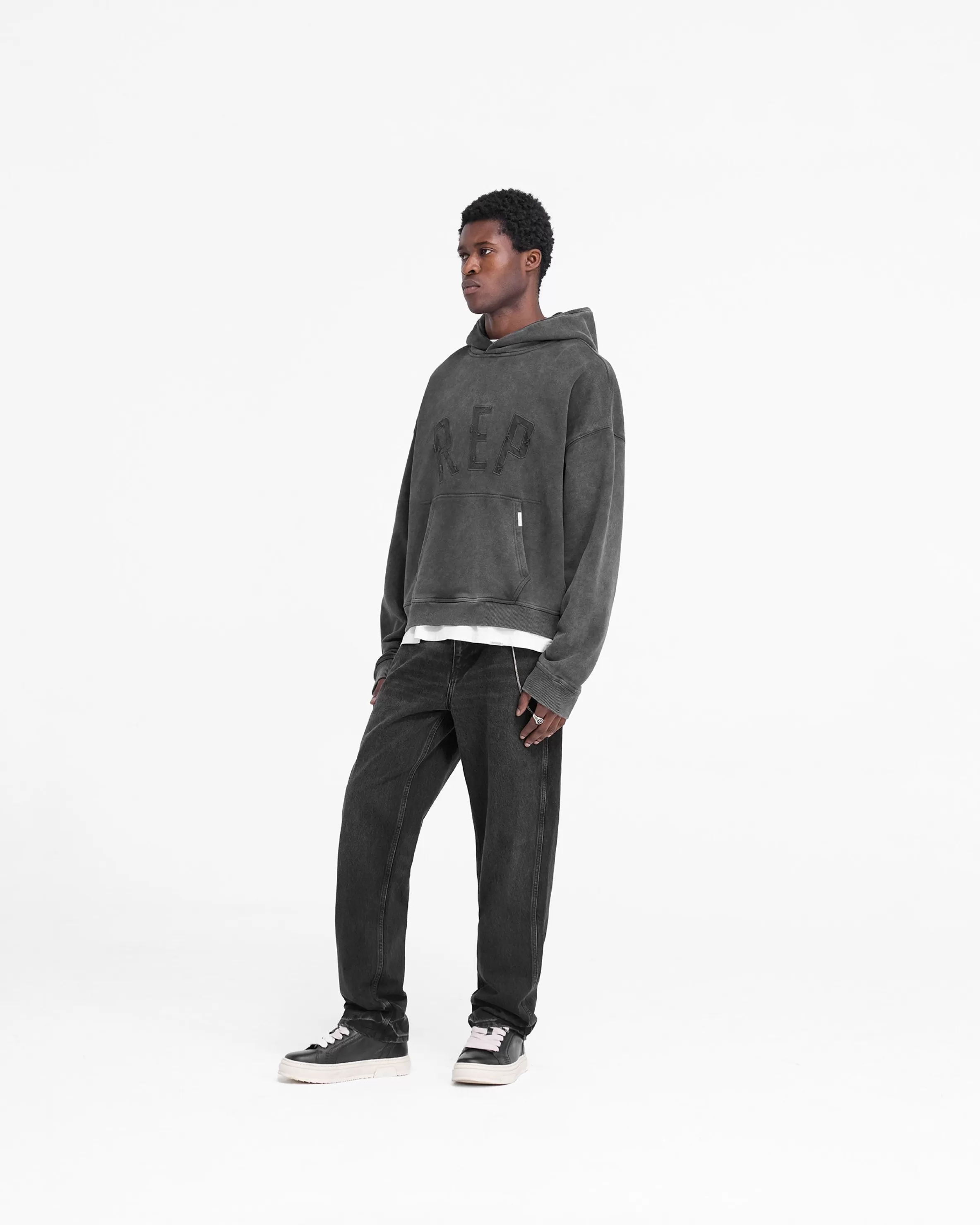 Rep Applique Hoodie - Vintage Black^Represent Shop
