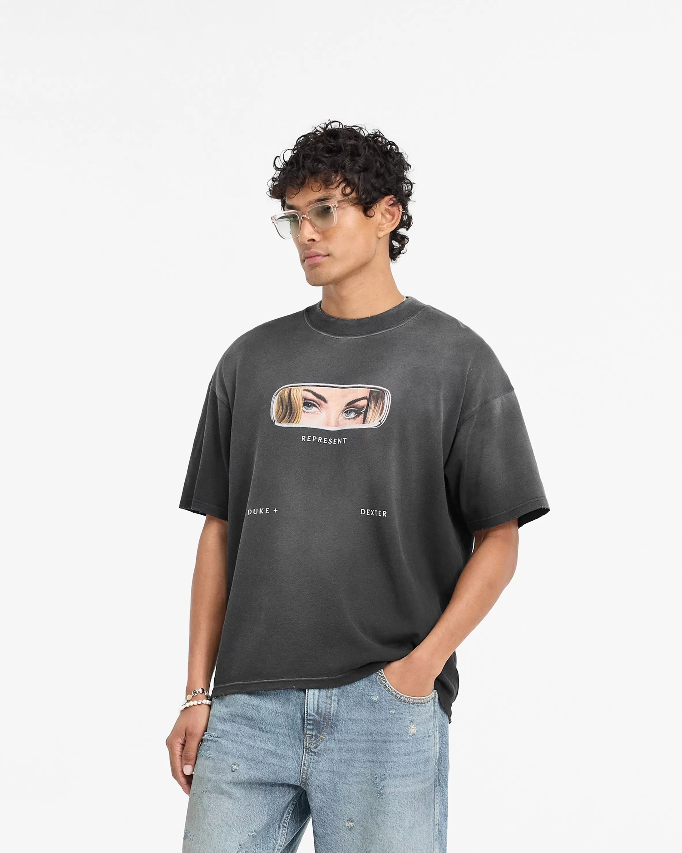 X Duke + Dexter Rearview Mirror T-Shirt - Stained Black^Represent Cheap