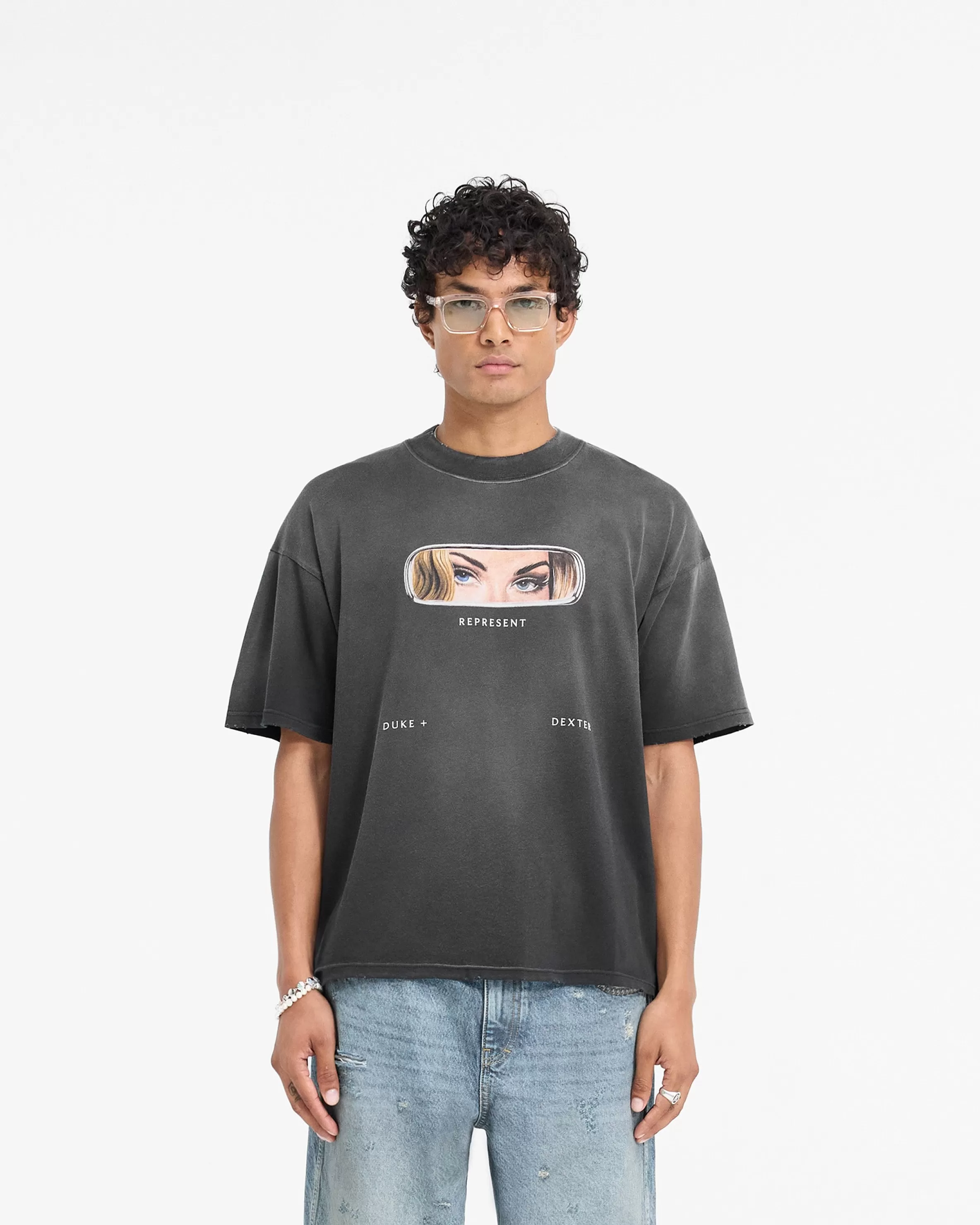 X Duke + Dexter Rearview Mirror T-Shirt - Stained Black^Represent Cheap