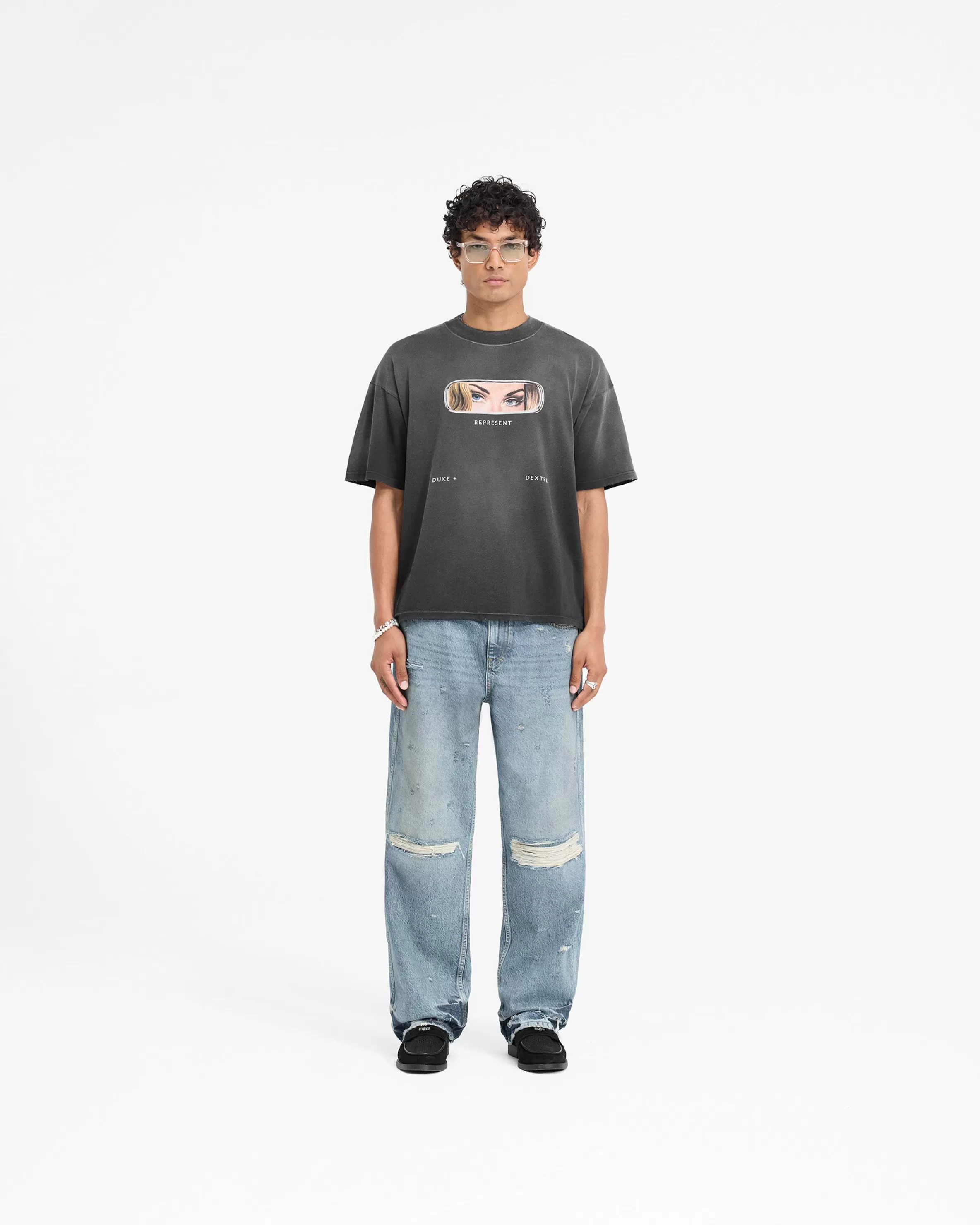 X Duke + Dexter Rearview Mirror T-Shirt - Stained Black^Represent Cheap