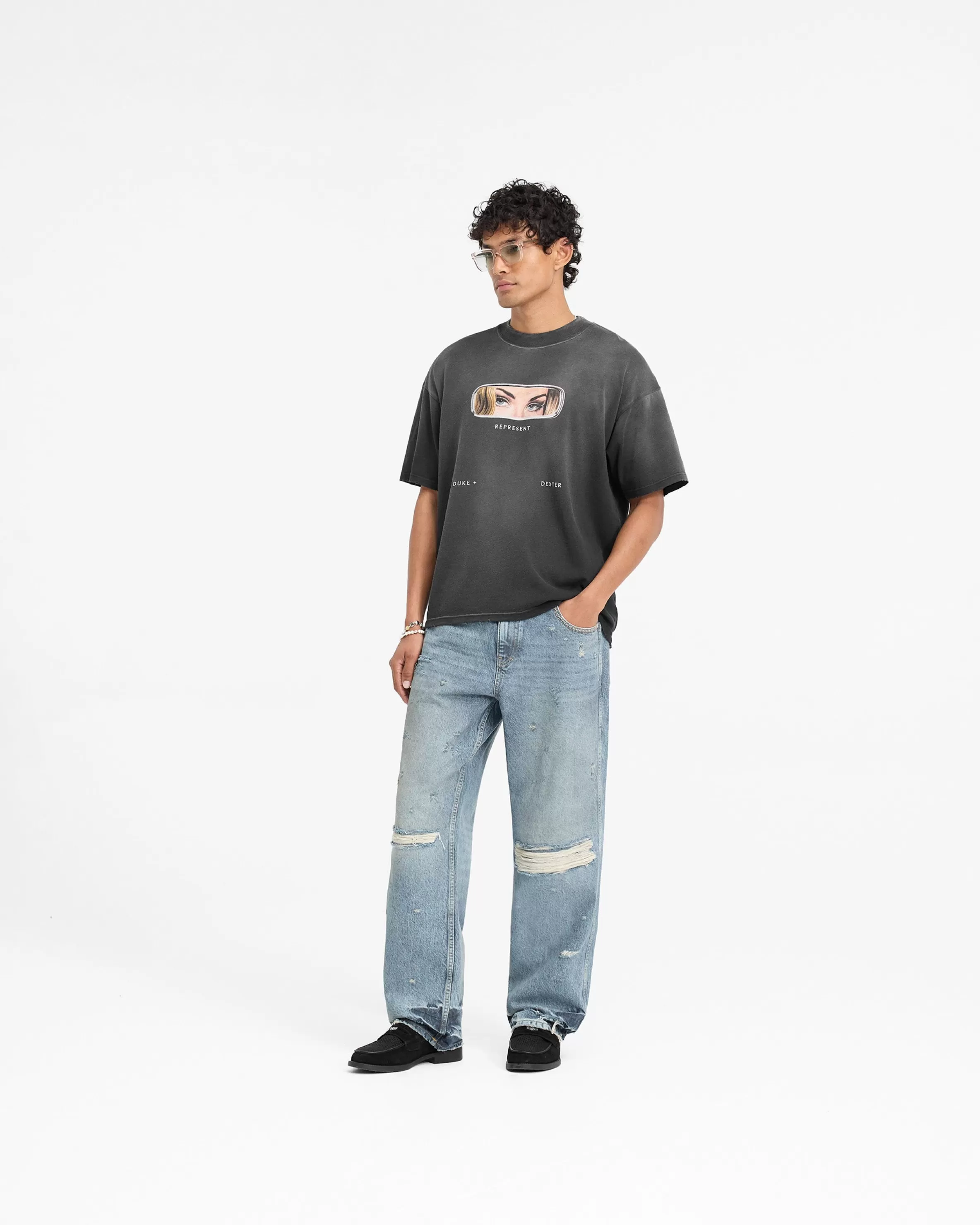 X Duke + Dexter Rearview Mirror T-Shirt - Stained Black^Represent Cheap