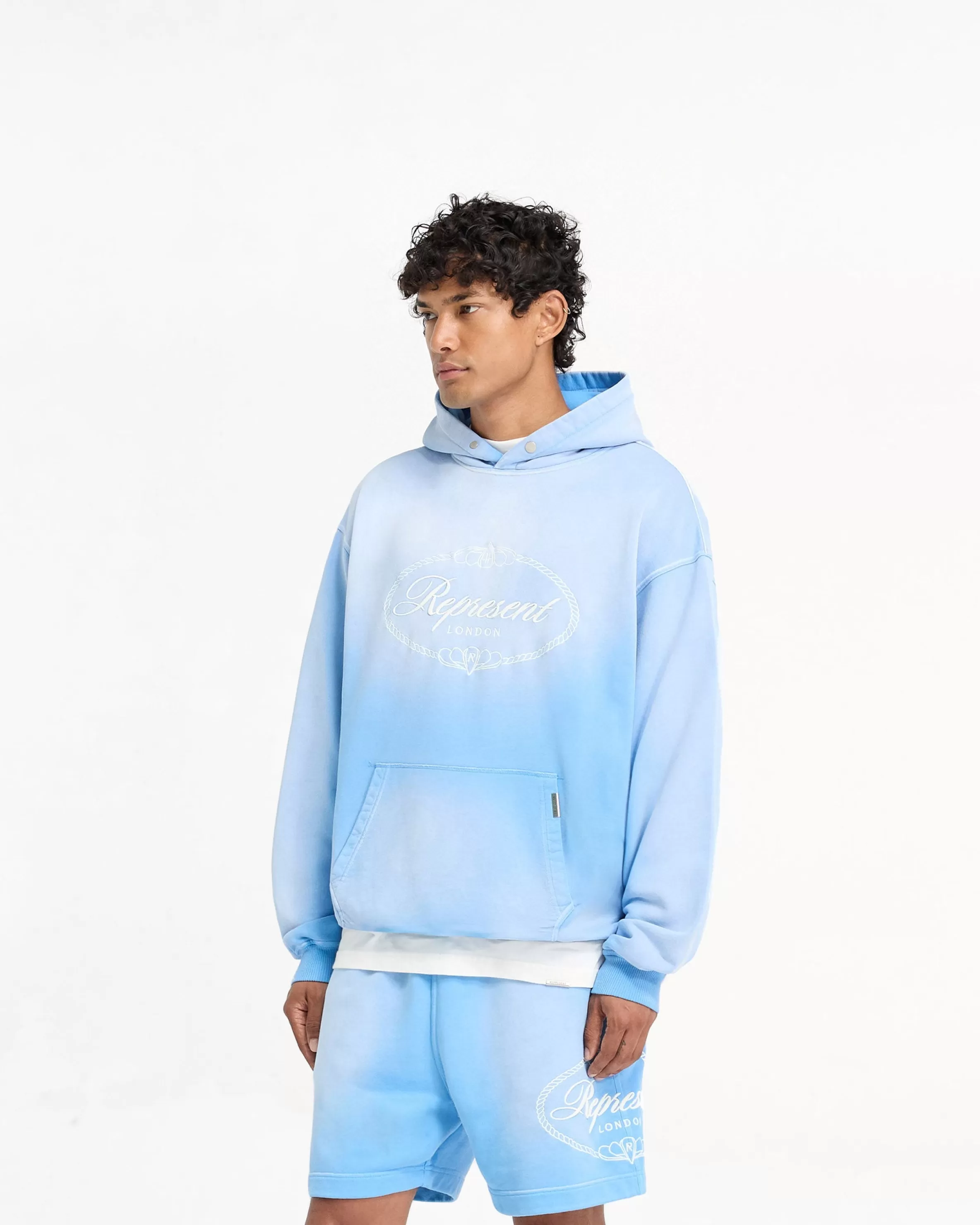 X Harrods Crest Hoodie - Cloud Blue^Represent New