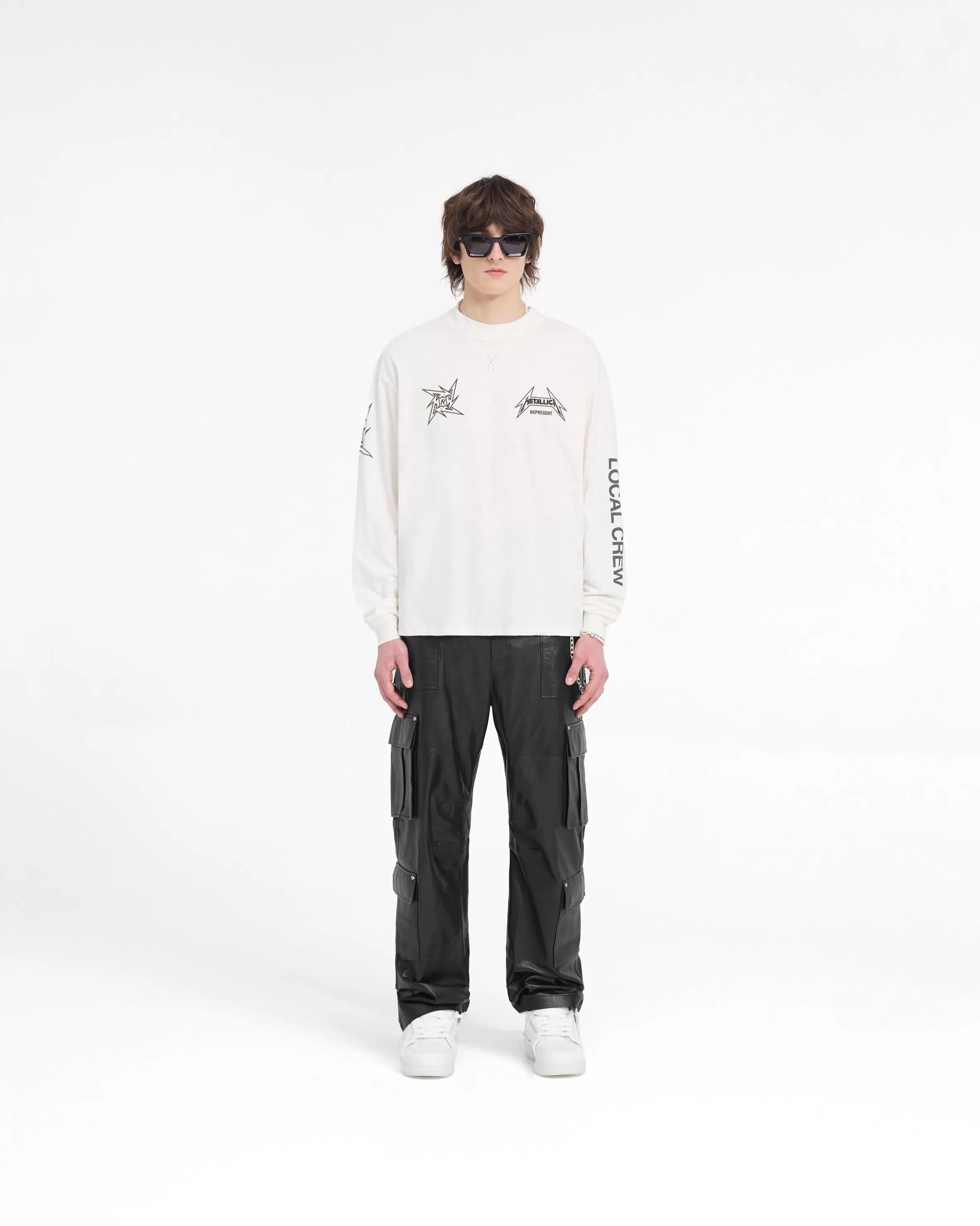 X Metallica™️ Local Crew Long Sleeve T-Shirt - Flat White^Represent Cheap