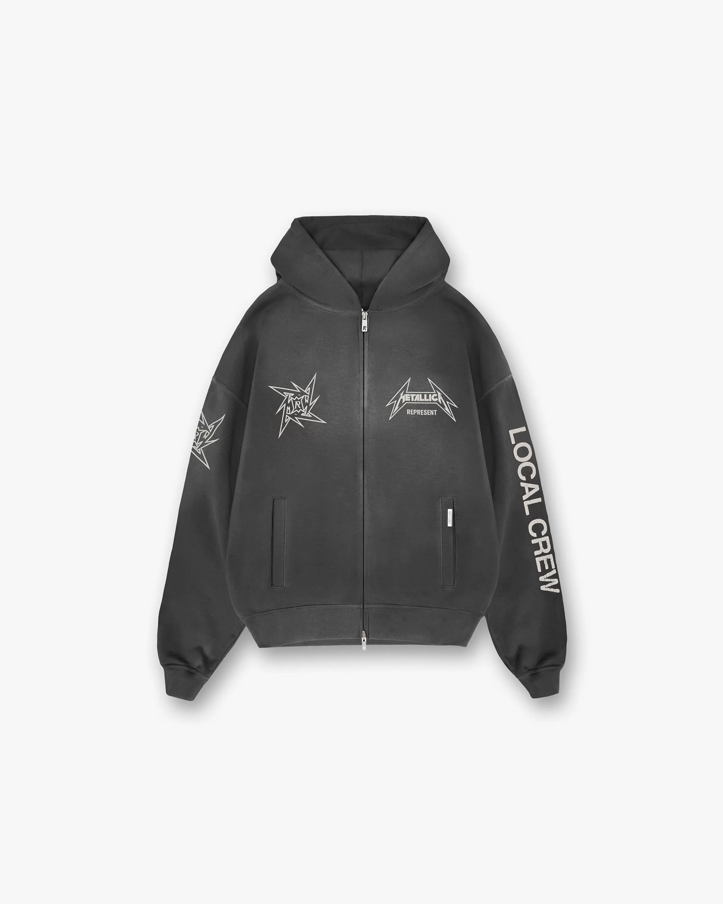 X Metallica™️ Local Crew Zip Hoodie - Stained Black^Represent Outlet