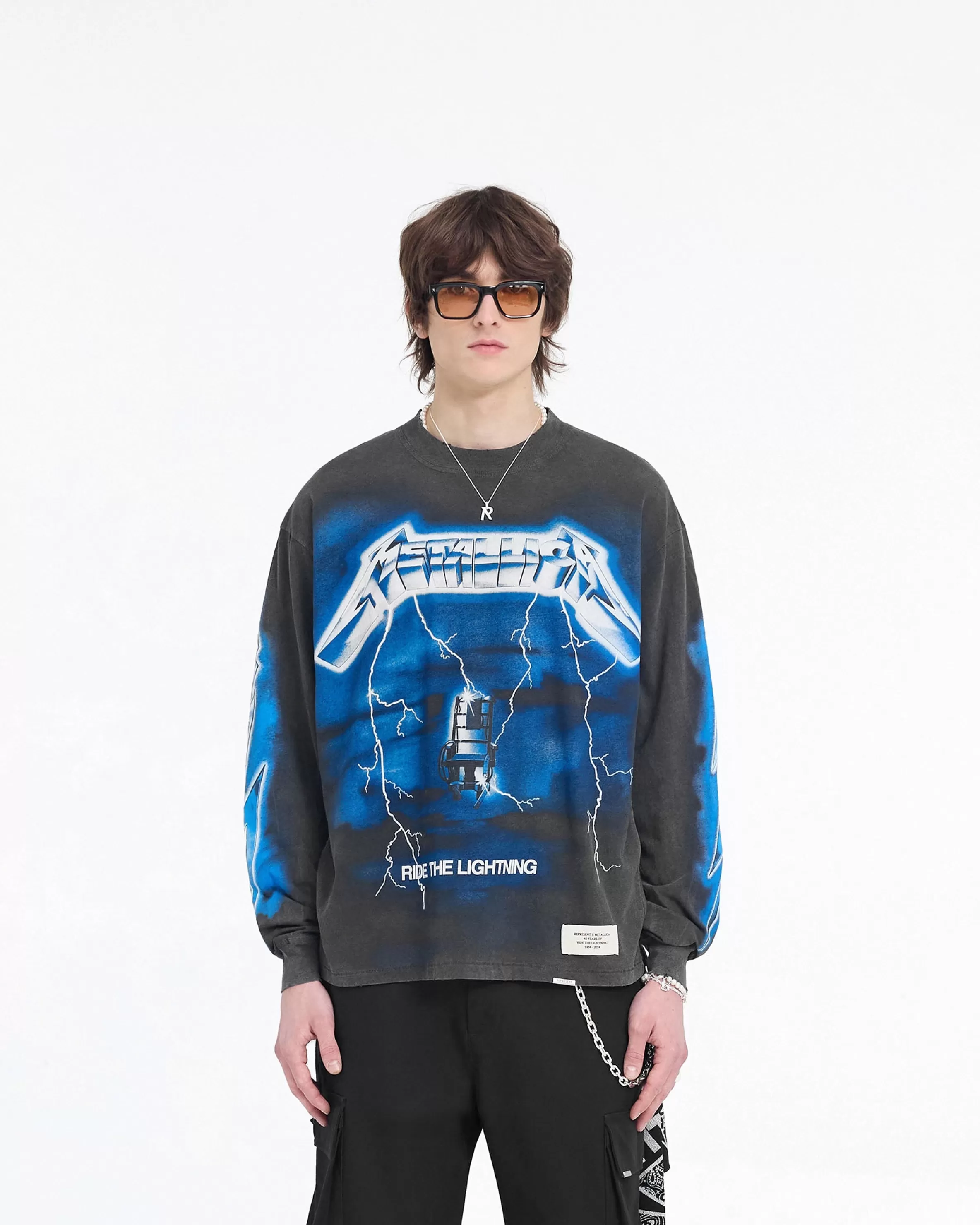 X Metallica™️ Ride The Lightning Long Sleeve T-Shirt - Vintage Grey^Represent Best Sale