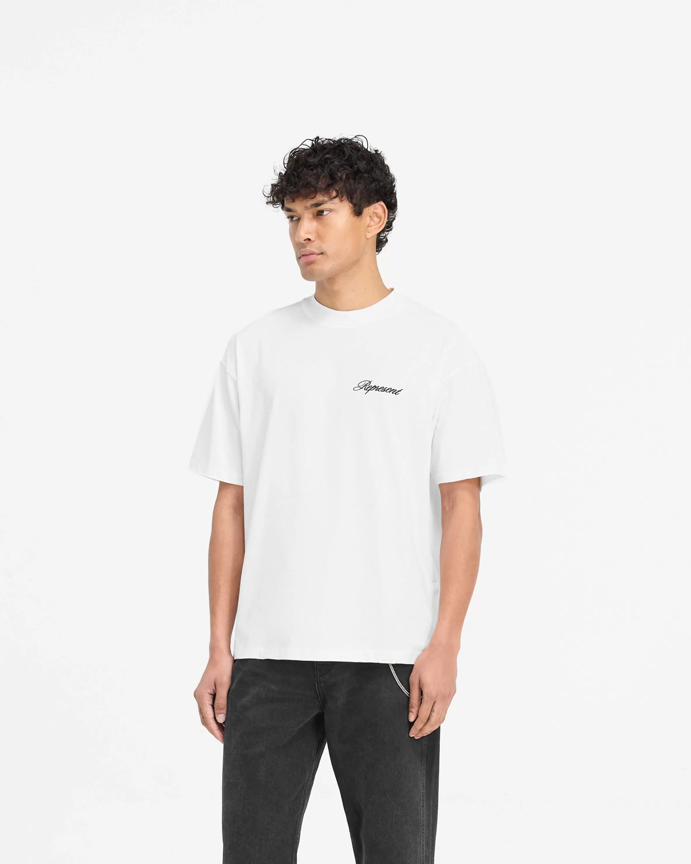 Script Logo T-Shirt - Flat White^Represent Discount