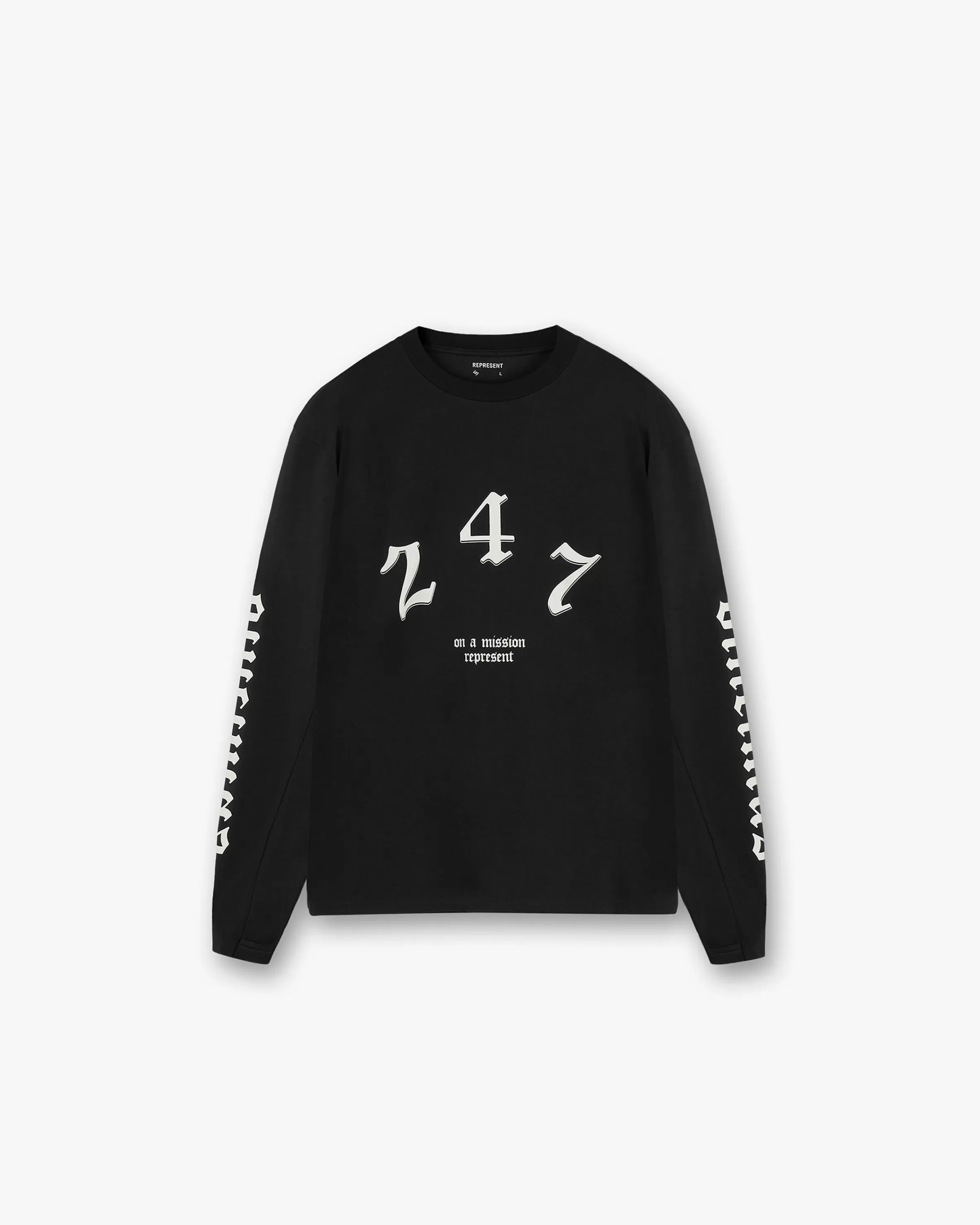 Vintage 247 Long Sleeve T-Shirt - Black Papyrus^Represent Discount