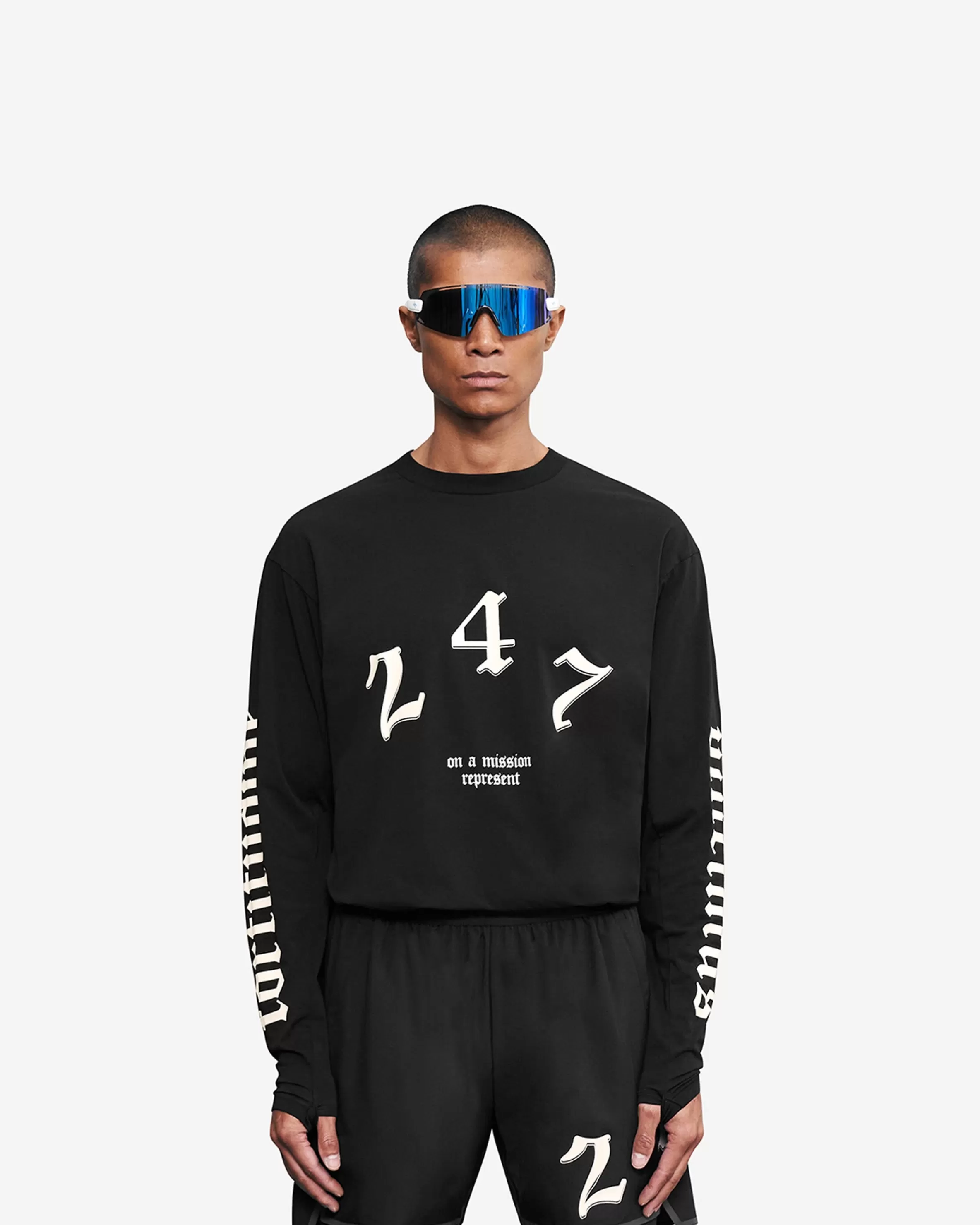 Vintage 247 Long Sleeve T-Shirt - Black Papyrus^Represent Discount