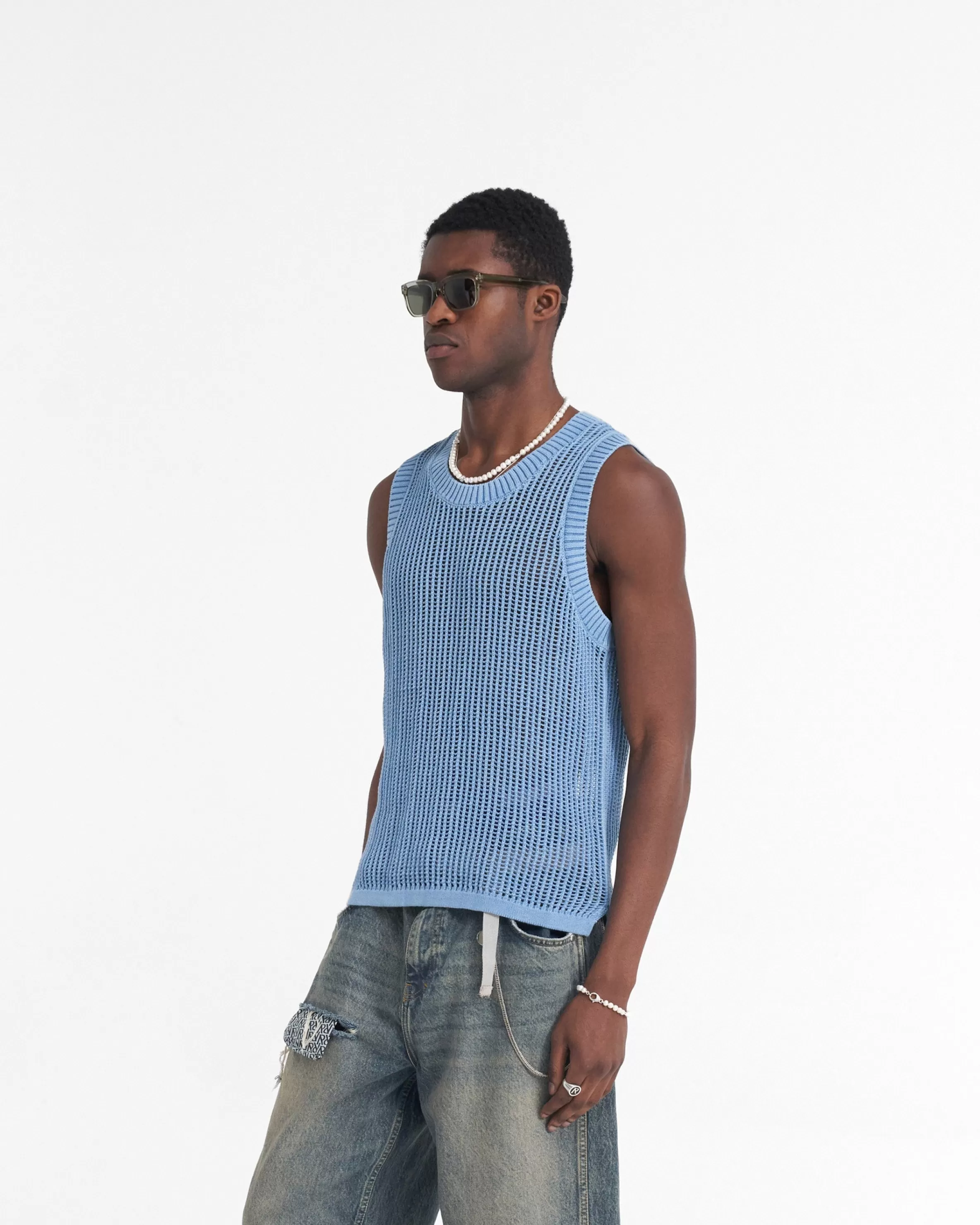 Washed Knit Vest - Sky Blue^Represent Shop